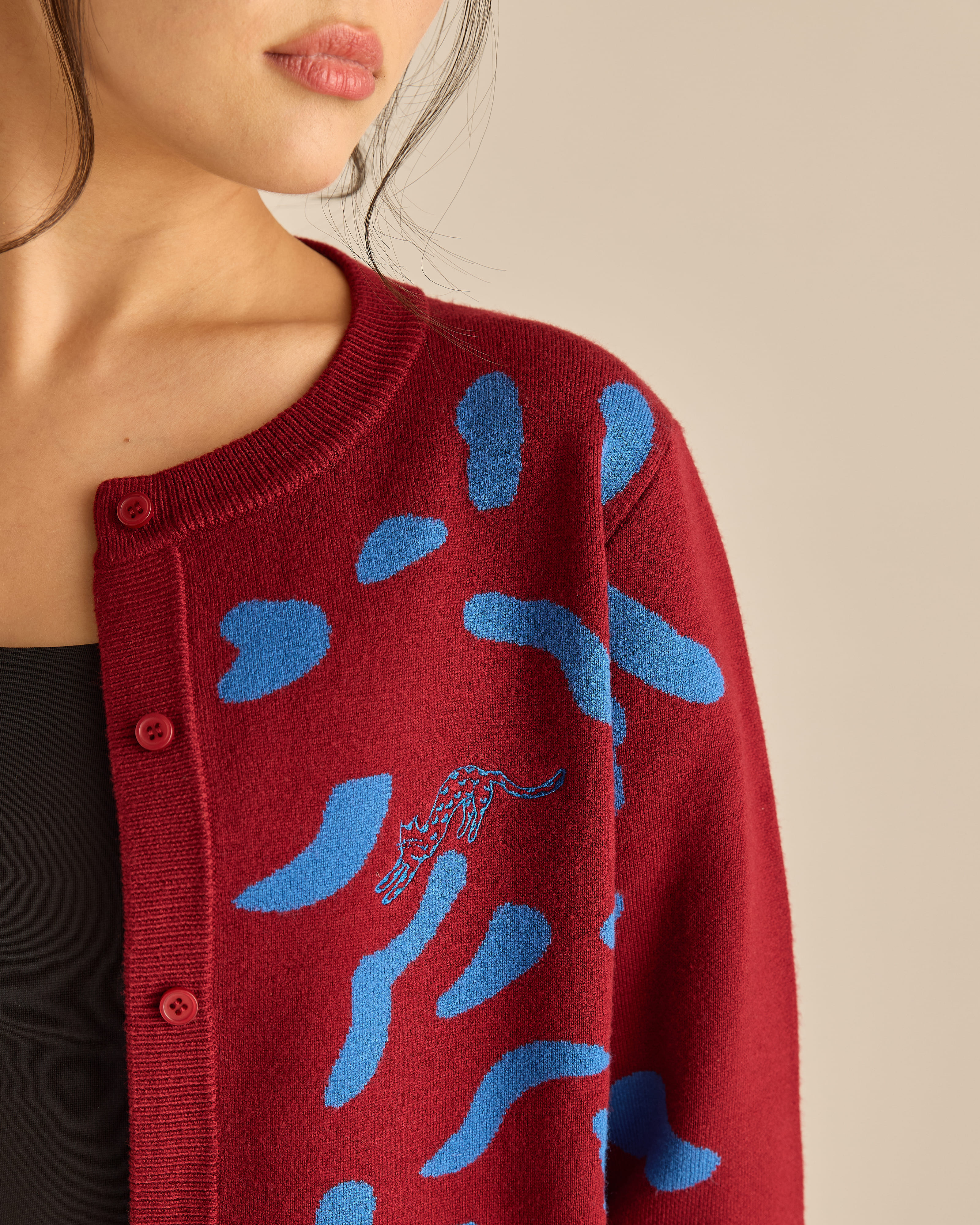 Purrdy Maroon Knitted Cardigan