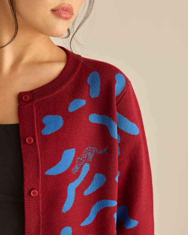 Purrdy Maroon Knitted Cardigan