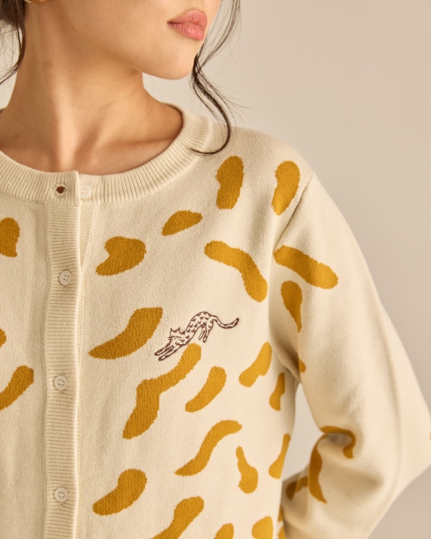 Purrdy Cream Knitted Cardigan