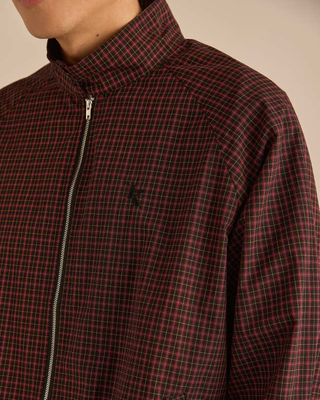 Red Plaid High-Neck Jacket