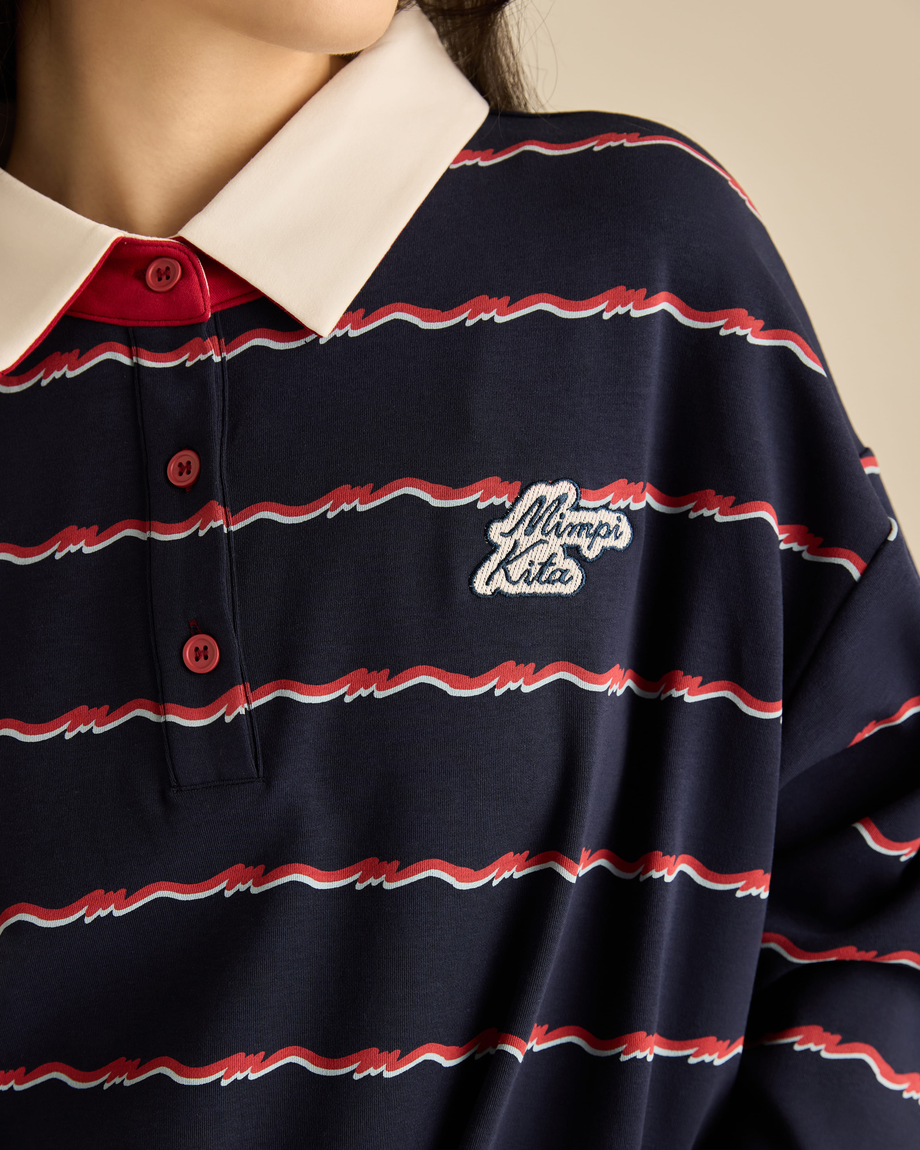 Josie Navy Collared Striped Top