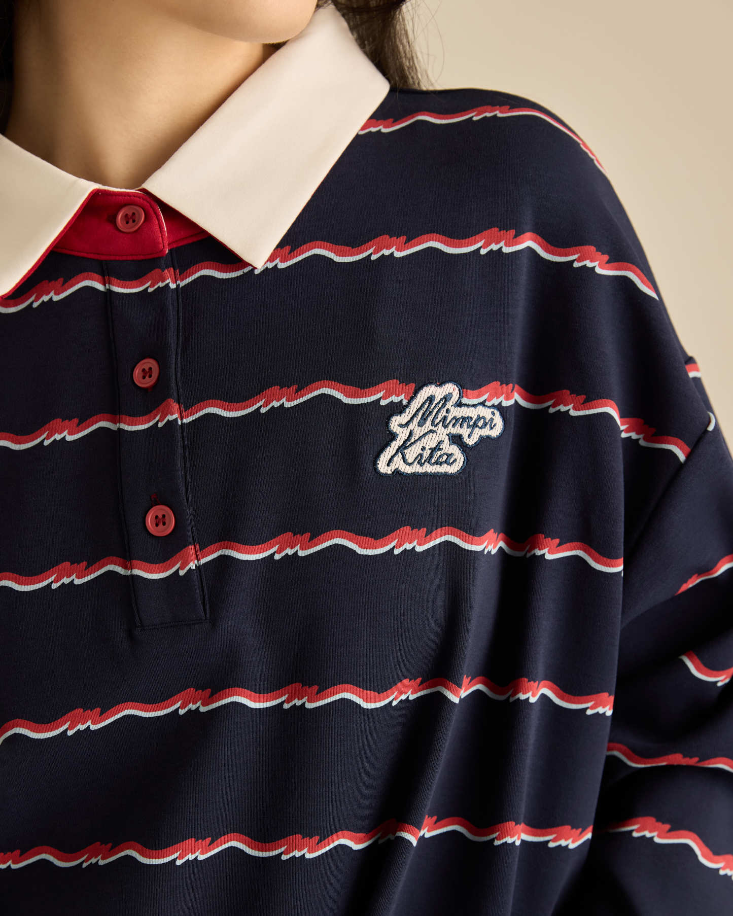 Josie Navy Collared Striped Top