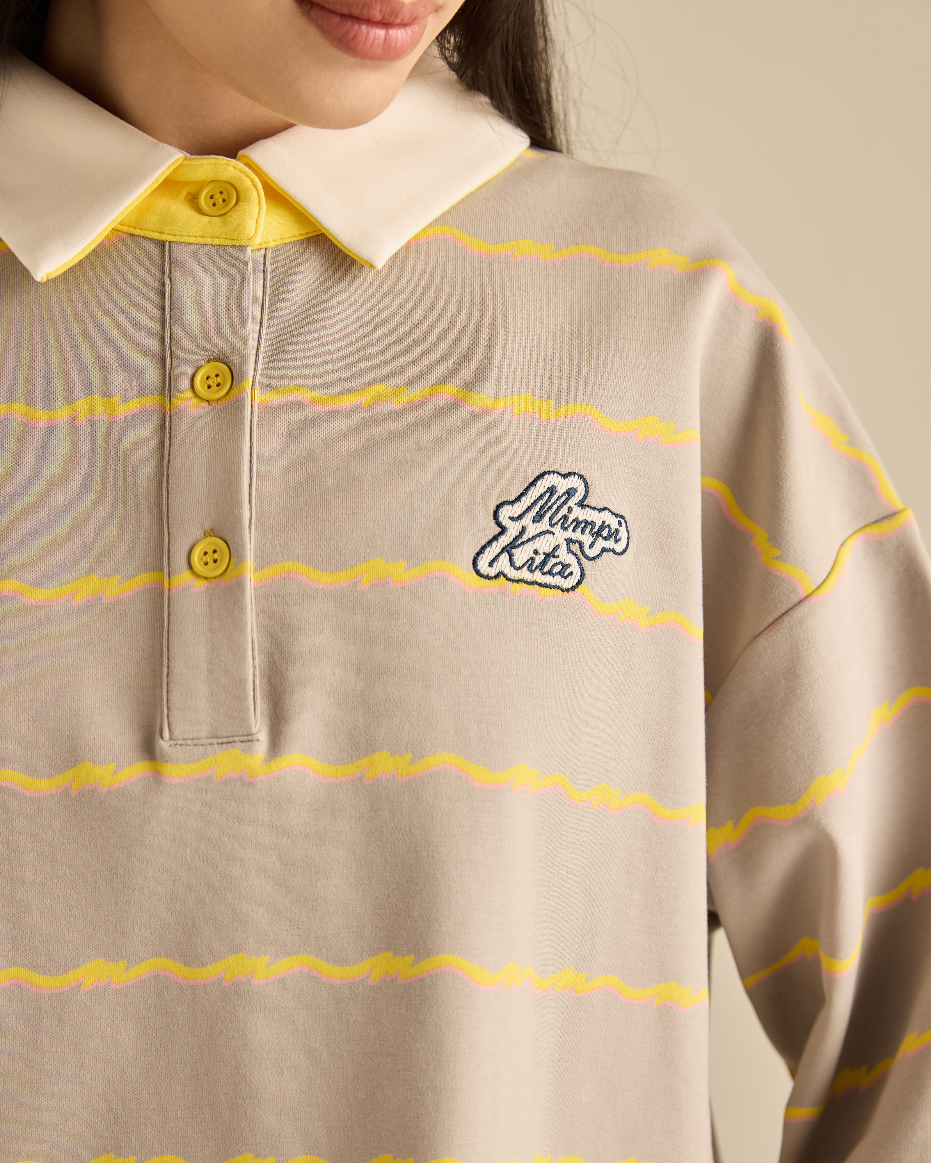 Josie Grey Collared Striped Top