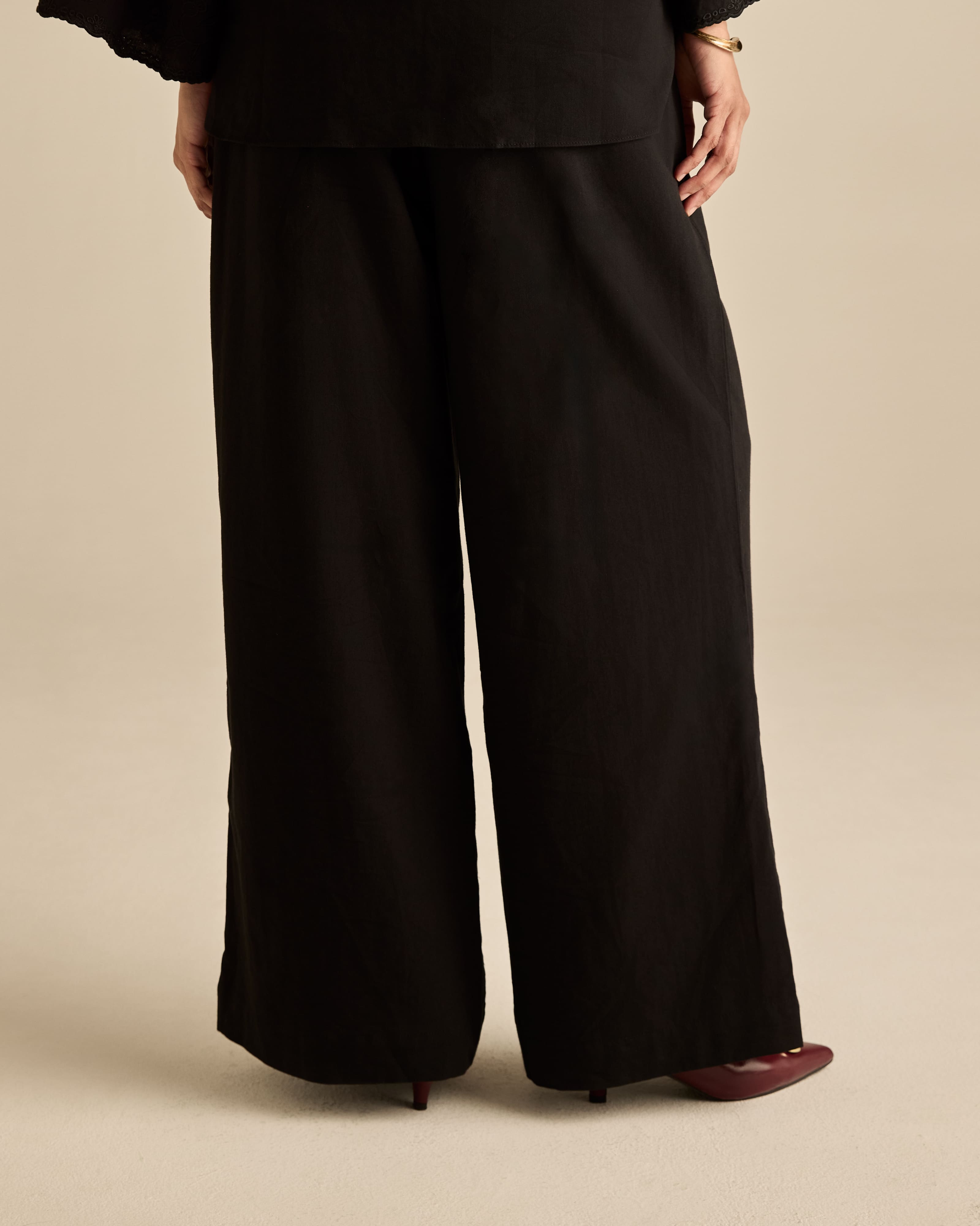 Aura Black Embroidered Pants