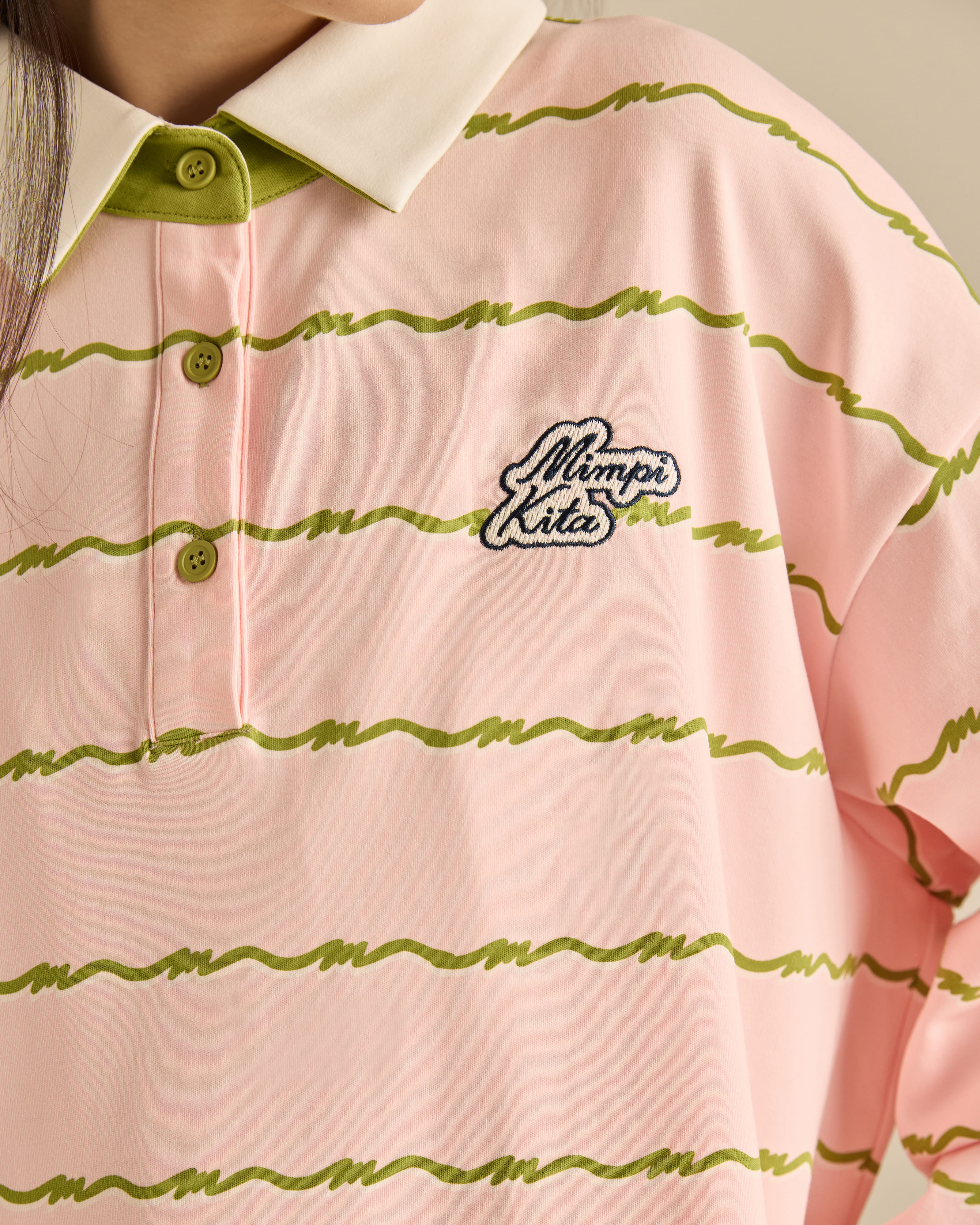 Josie Soft Pink Collared Striped Top