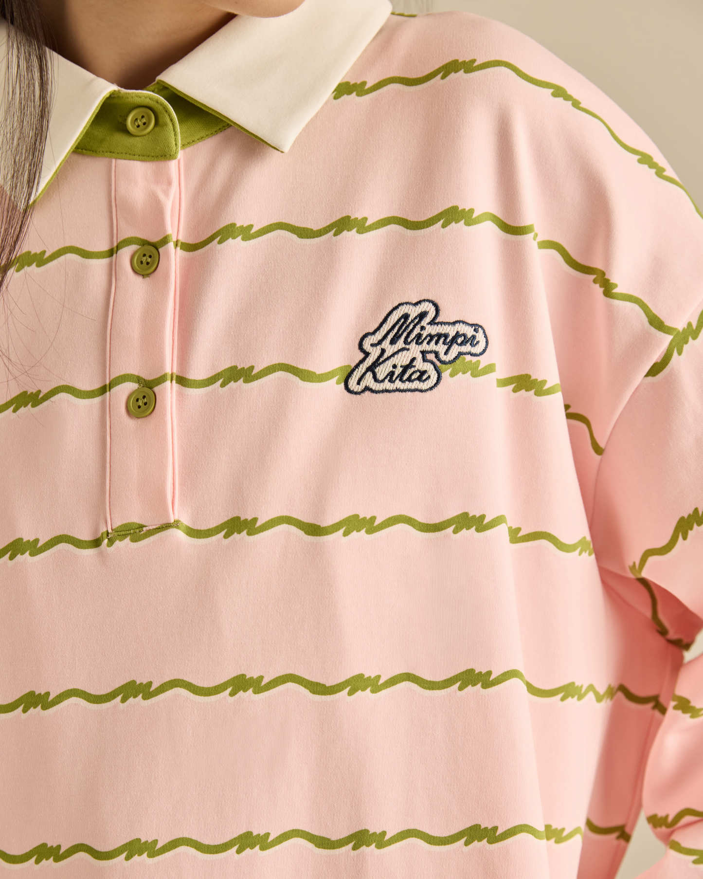 Josie Soft Pink Collared Striped Top