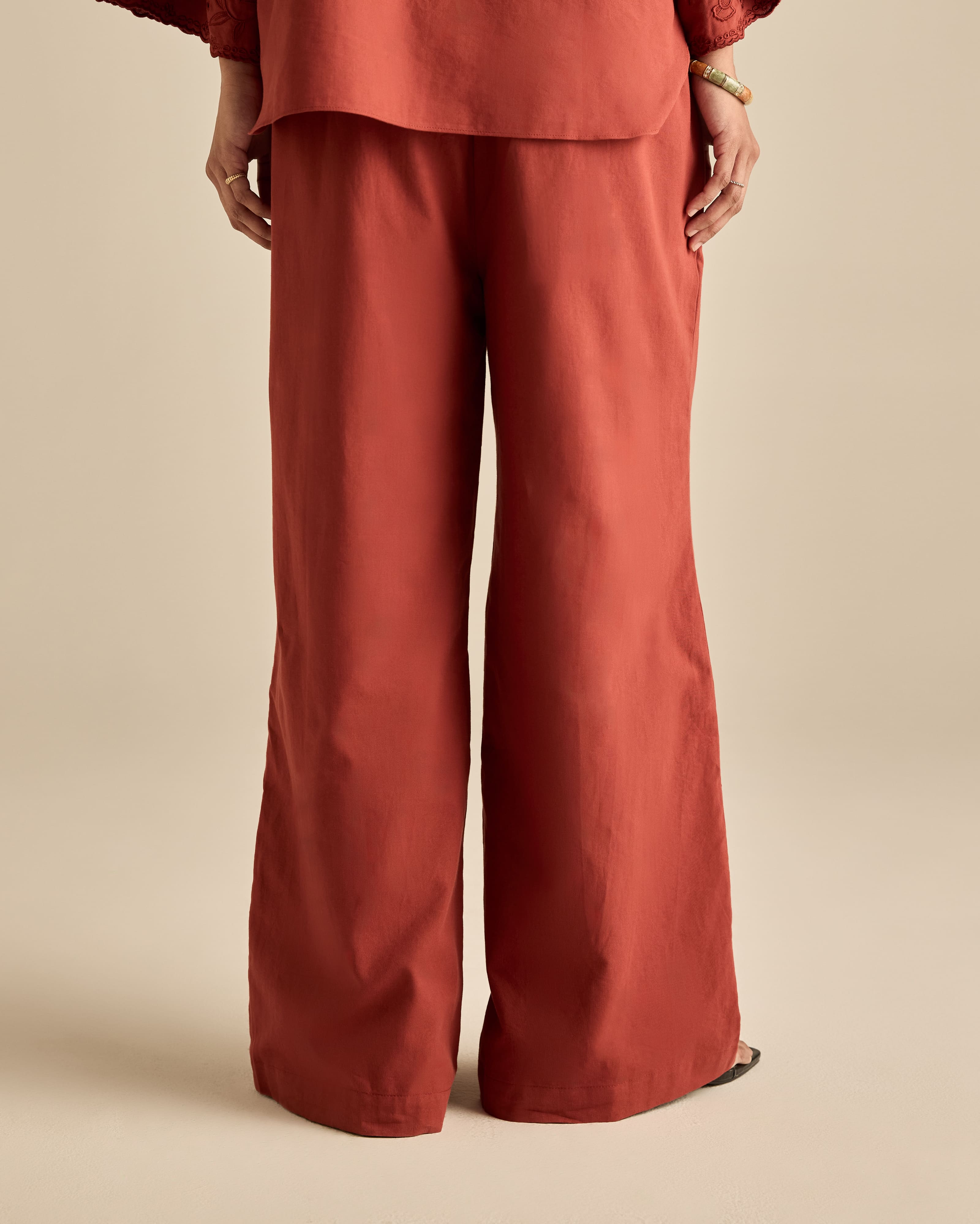 Aura Brown Embroidered Pants