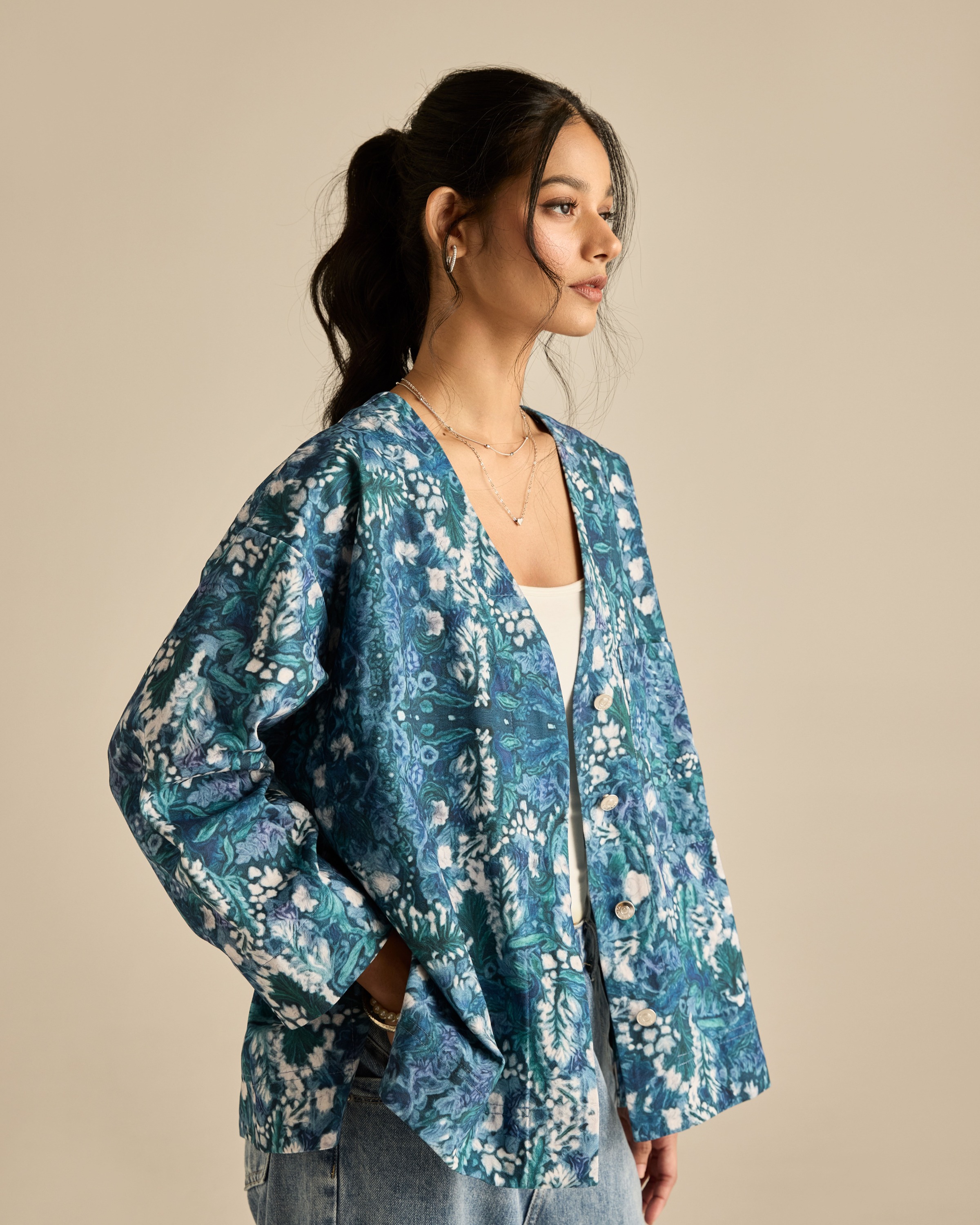 Esme Blue Printed Cotton Kimono