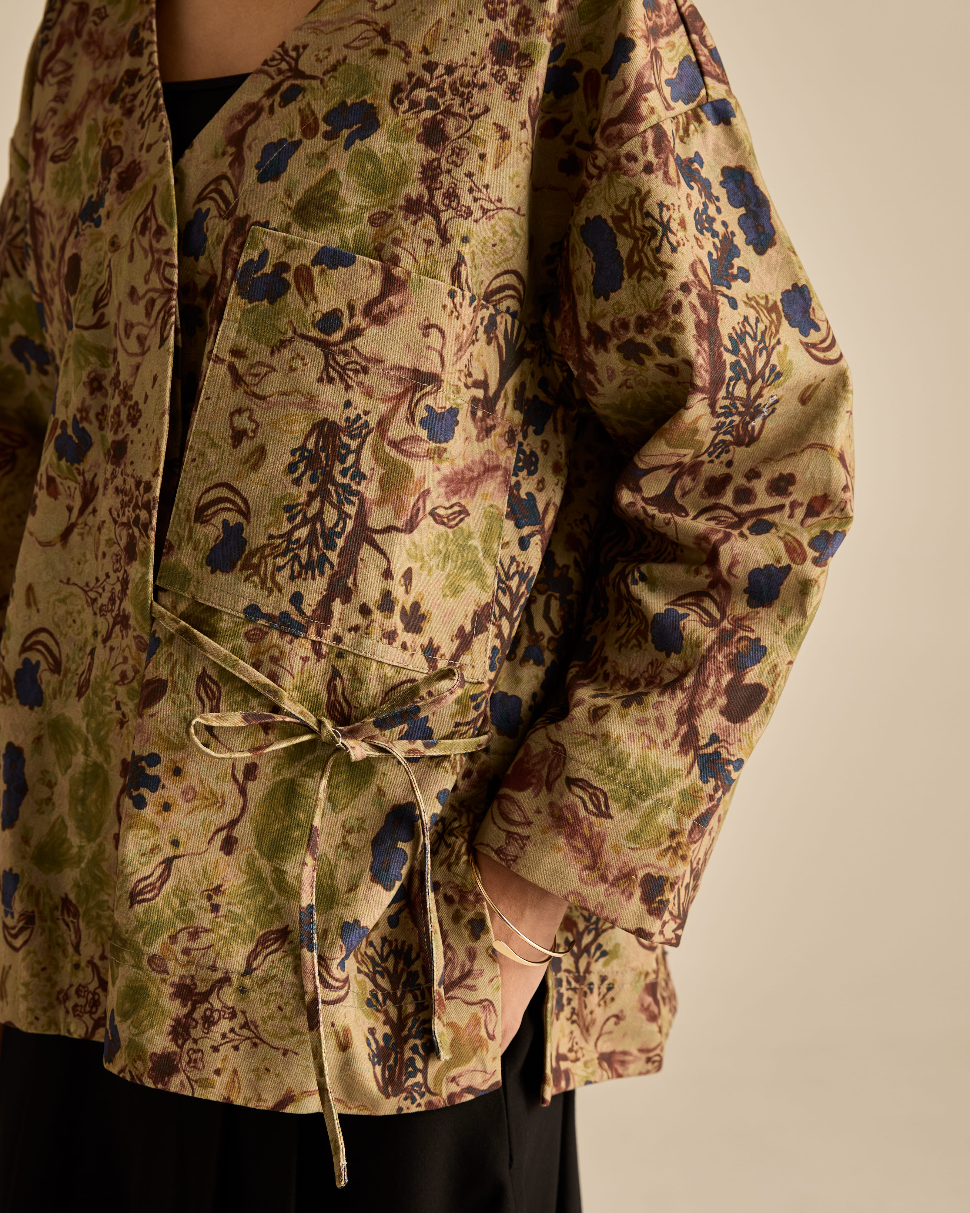 Esme Green Printed Cotton Kimono