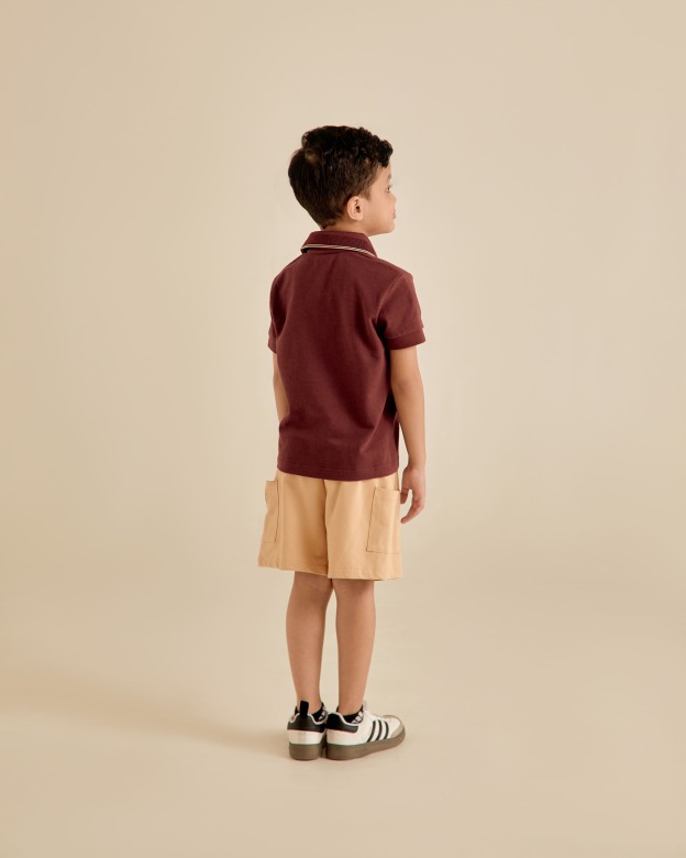 Mini Signature Maroon Regular Fit Polo Shirt