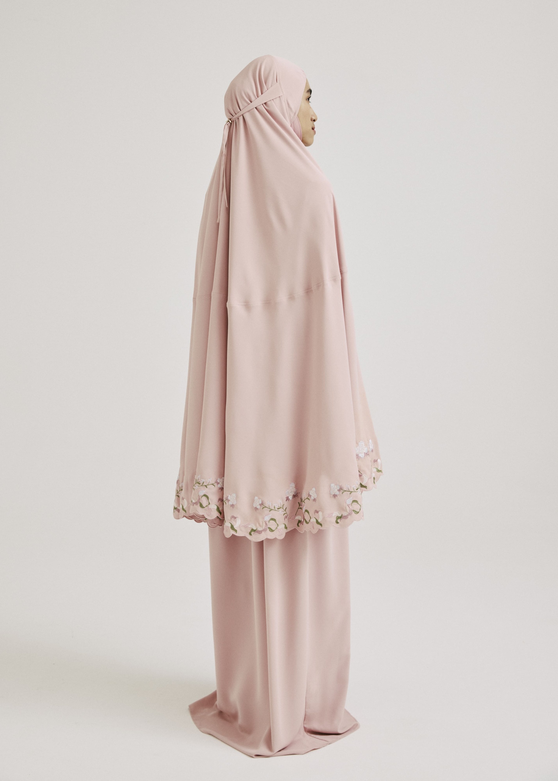 Sameeya Dusty Pink Embroidered Telekung