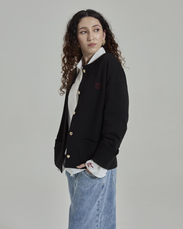 Donna Black Monogram Structured Jacket