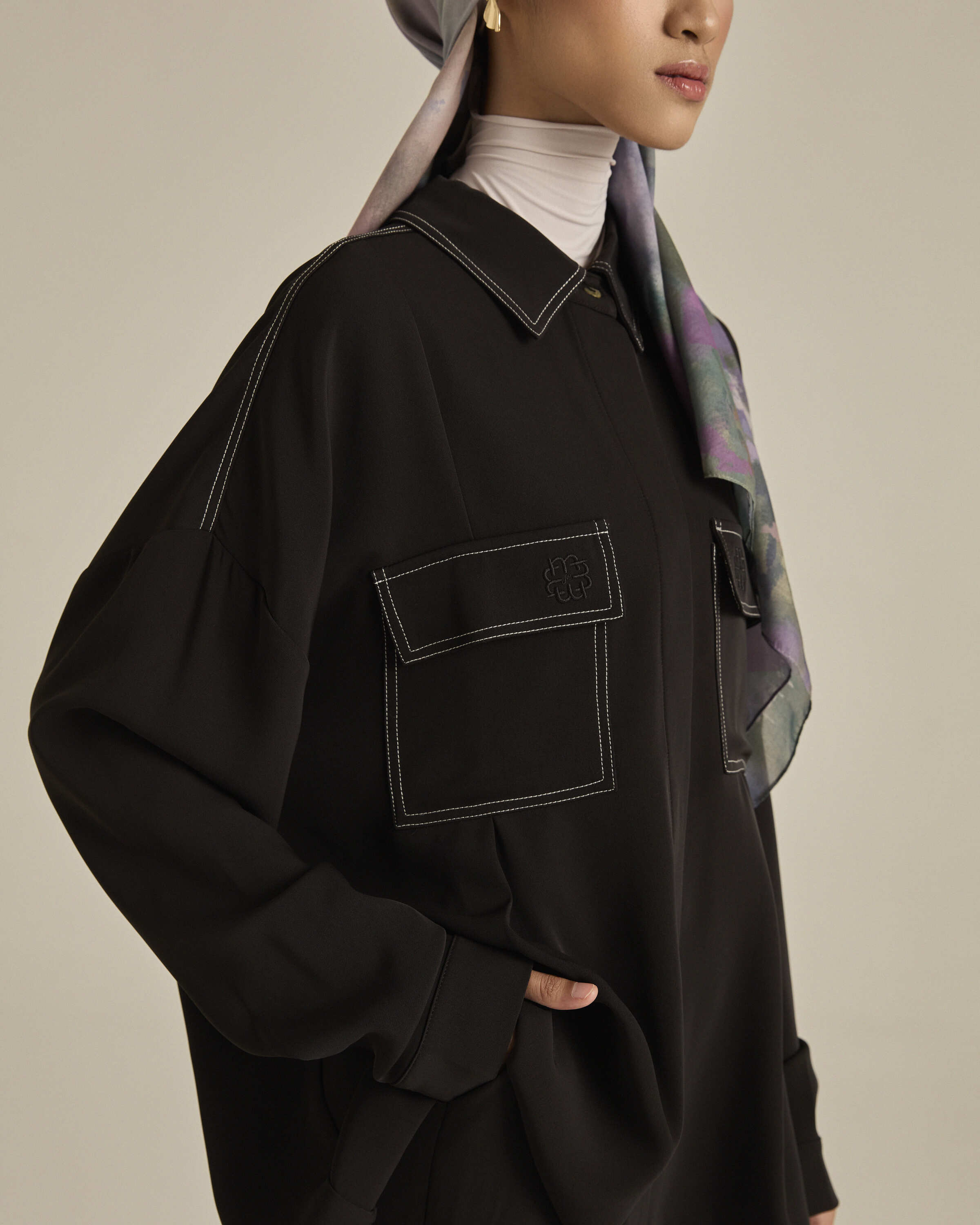 Nadya Black Monogram Loose Shirt