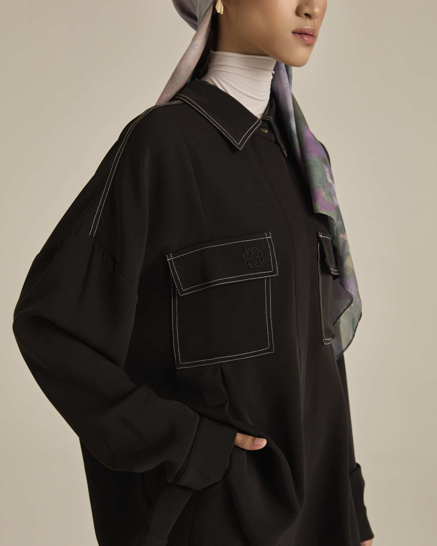 Nadya Black Monogram Loose Shirt