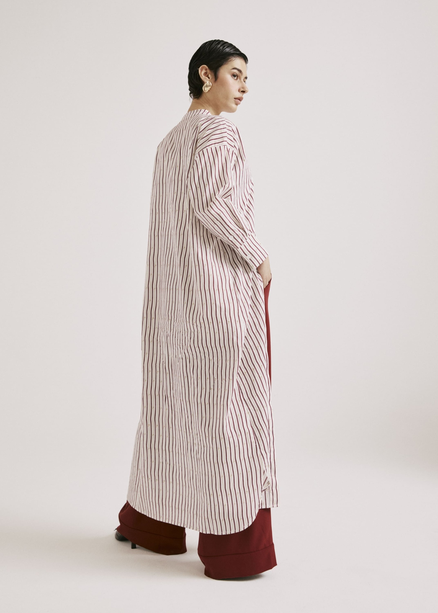 Ayva White-Maroon Printed Long Dress