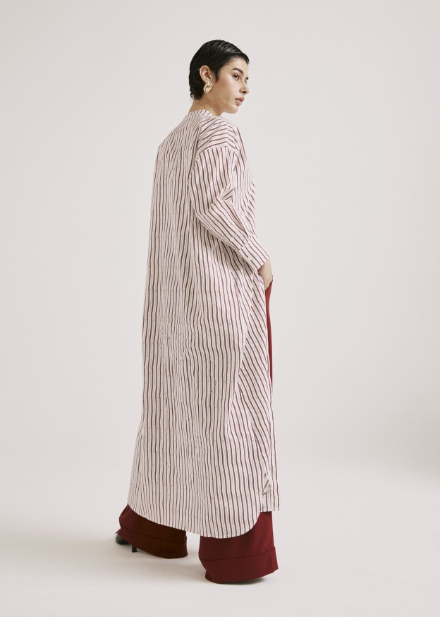 Ayva White-Maroon Printed Long Dress