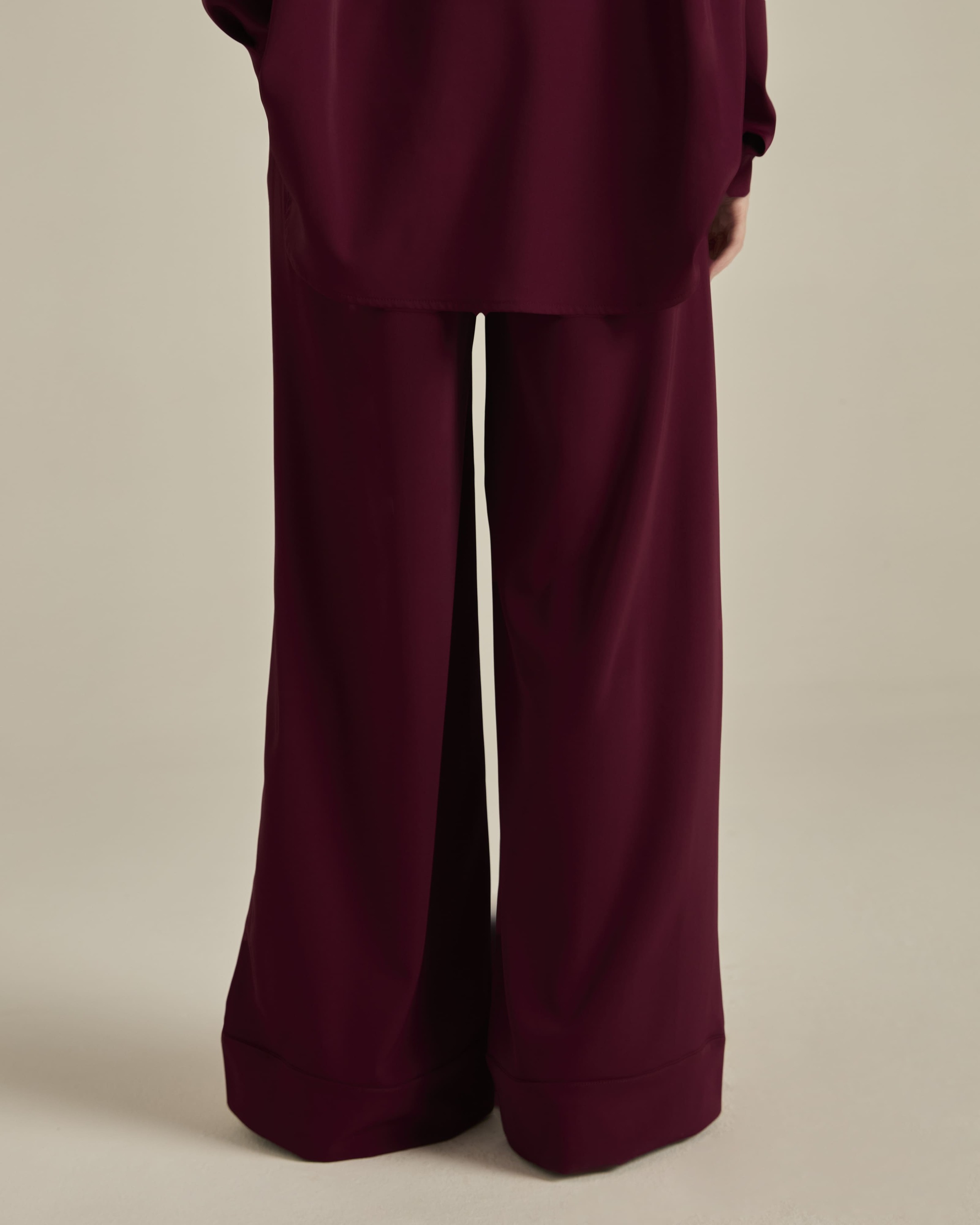 Nadya Plum Monogram Loose Pants