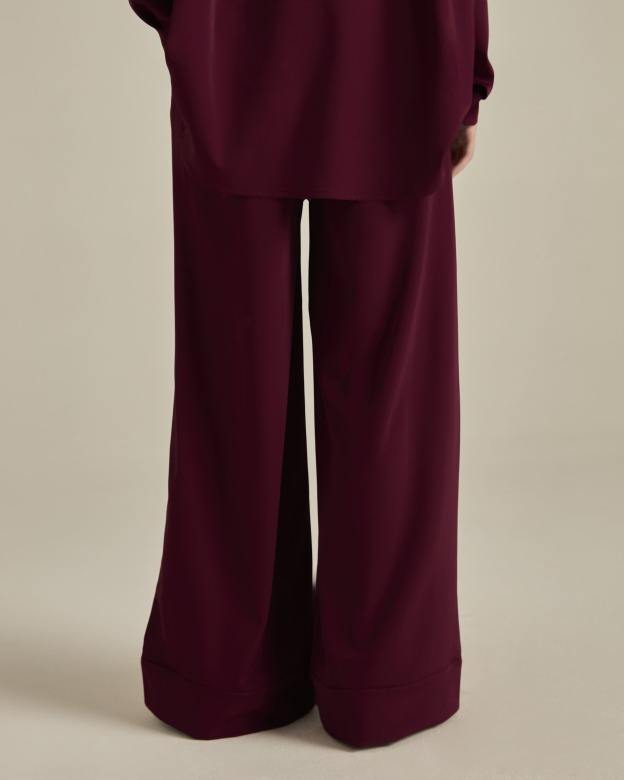 Nadya Plum Monogram Loose Pants