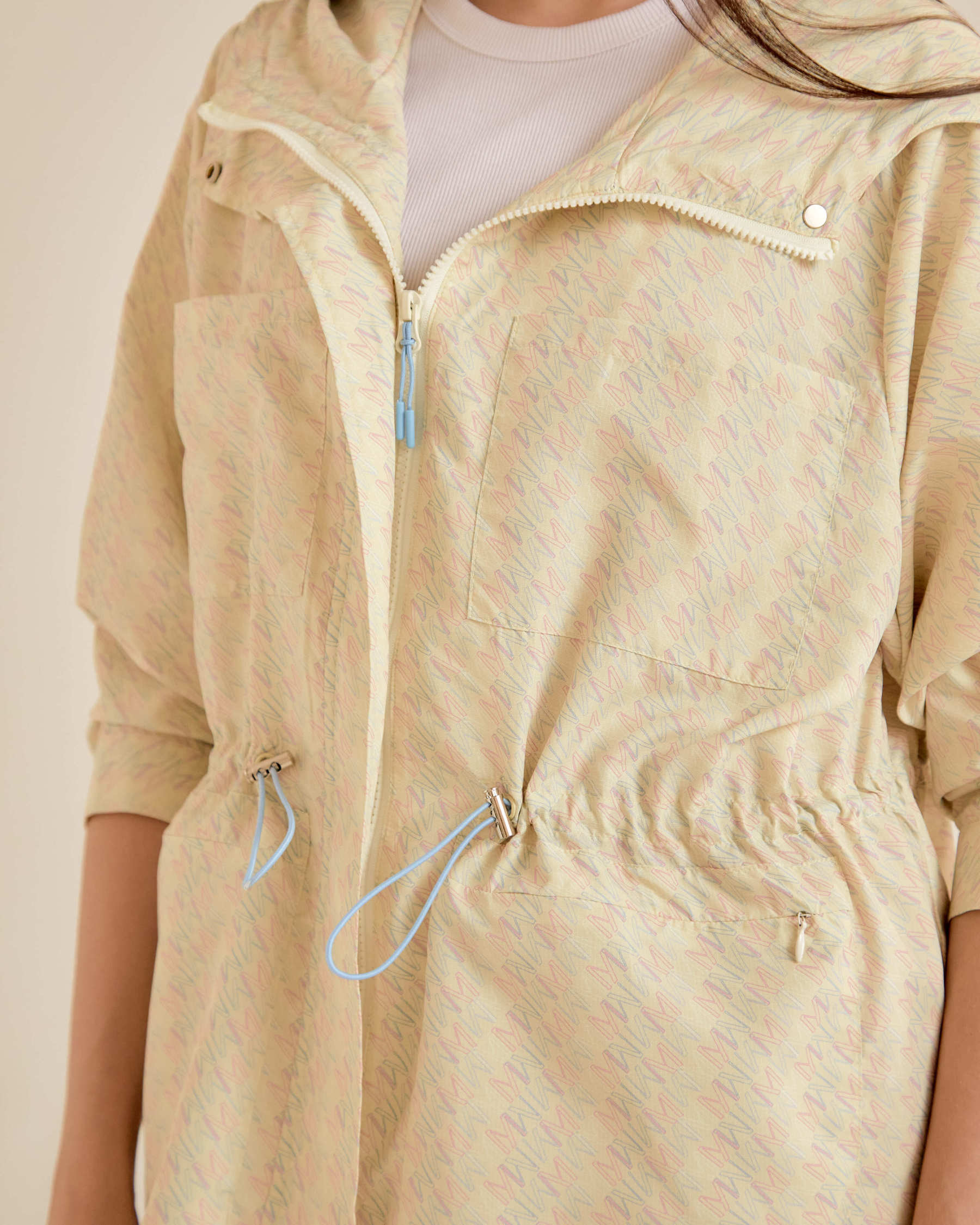 Misha Soft Yellow Printed Parka Jacket