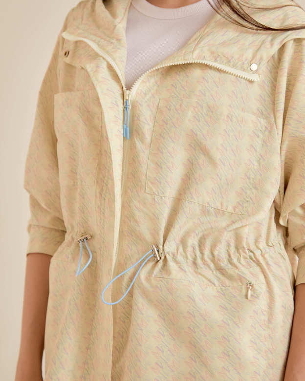 Misha Soft Yellow Printed Parka Jacket