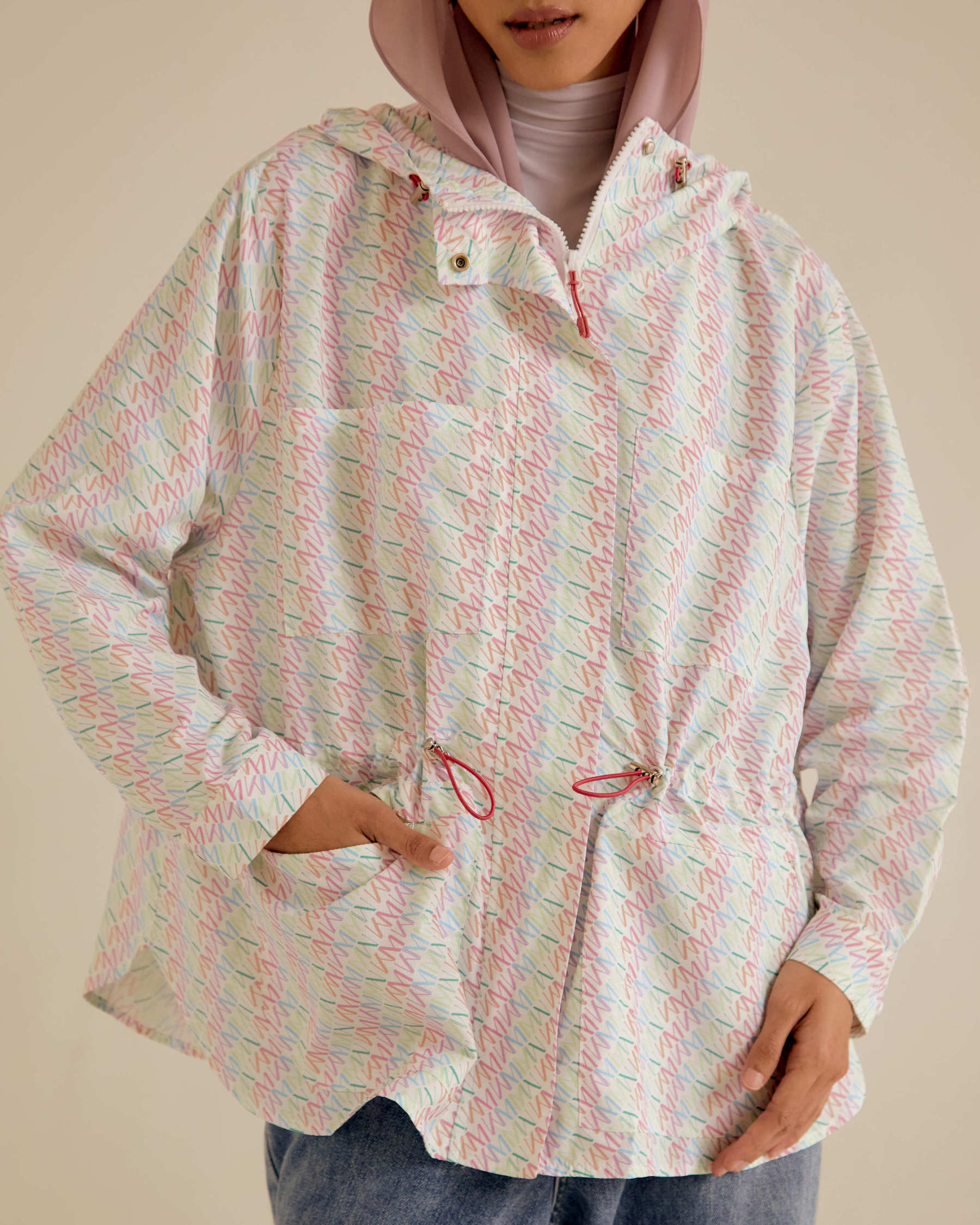 Misha Multi-White Printed Parka Jacket