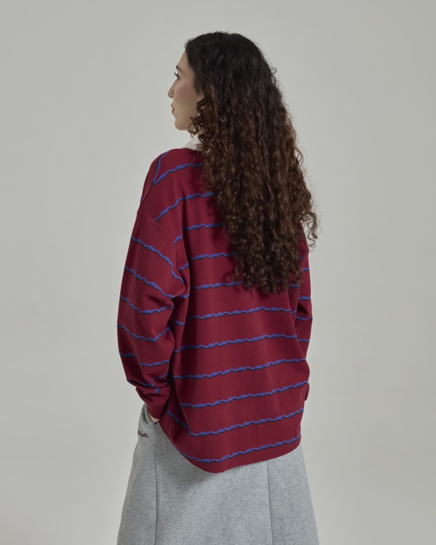 Josie Maroon Collared Striped Top