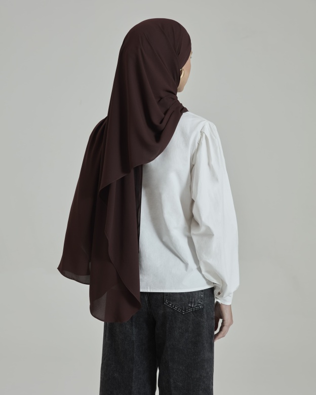 Leya Dark Brown Embroidered Chiffon Shawl