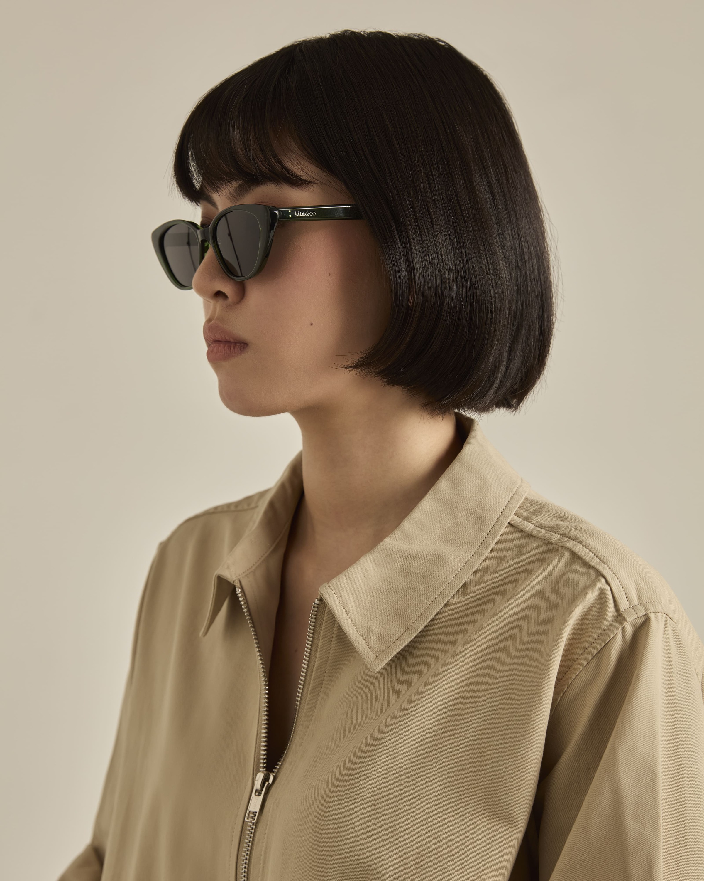 Dark Green Cat-Eye Sunglasses