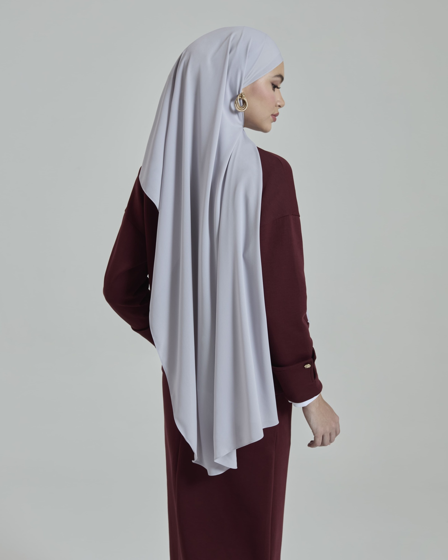 Leya Light Grey Embroidered Chiffon Shawl