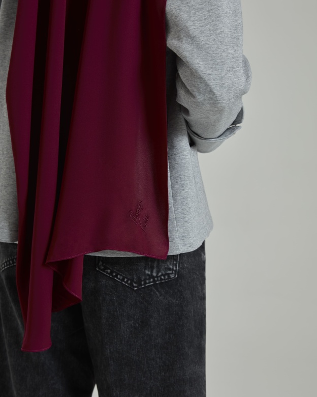 Leya Maroon Embroidered Chiffon Shawl