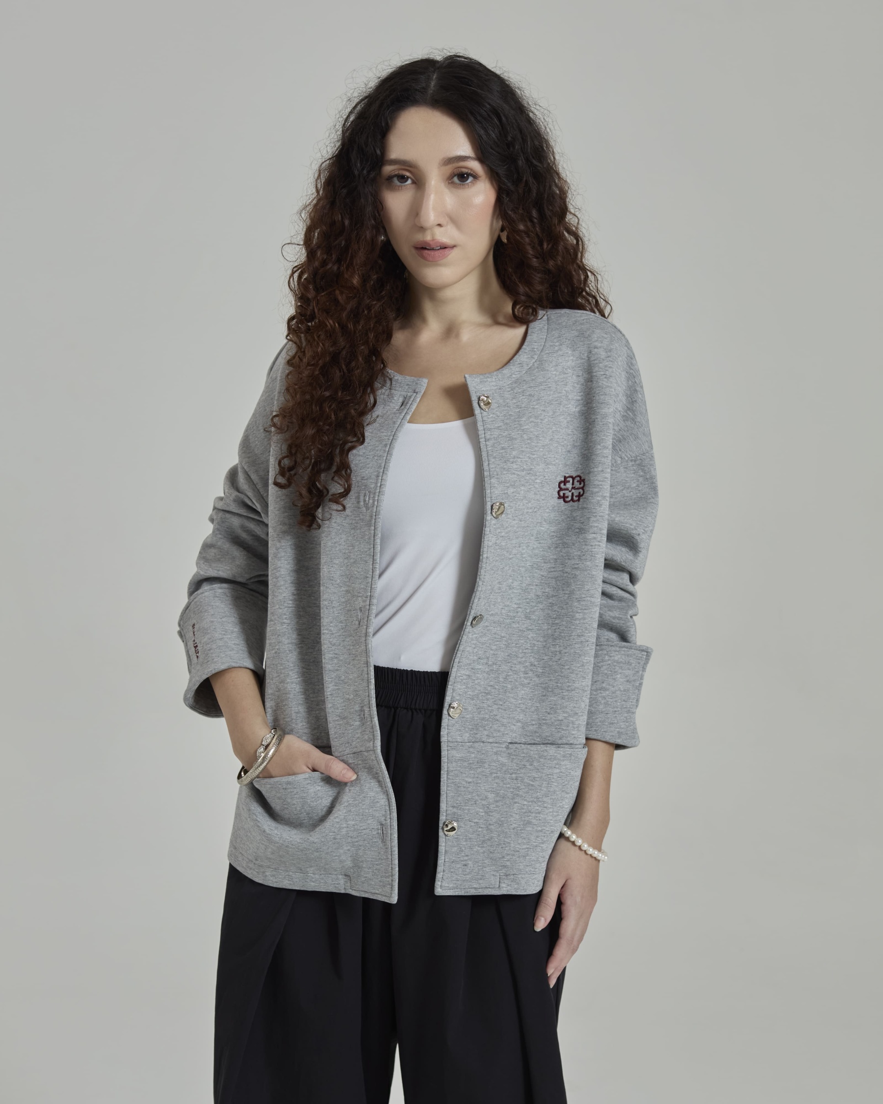Donna Grey Monogram Structured Jacket