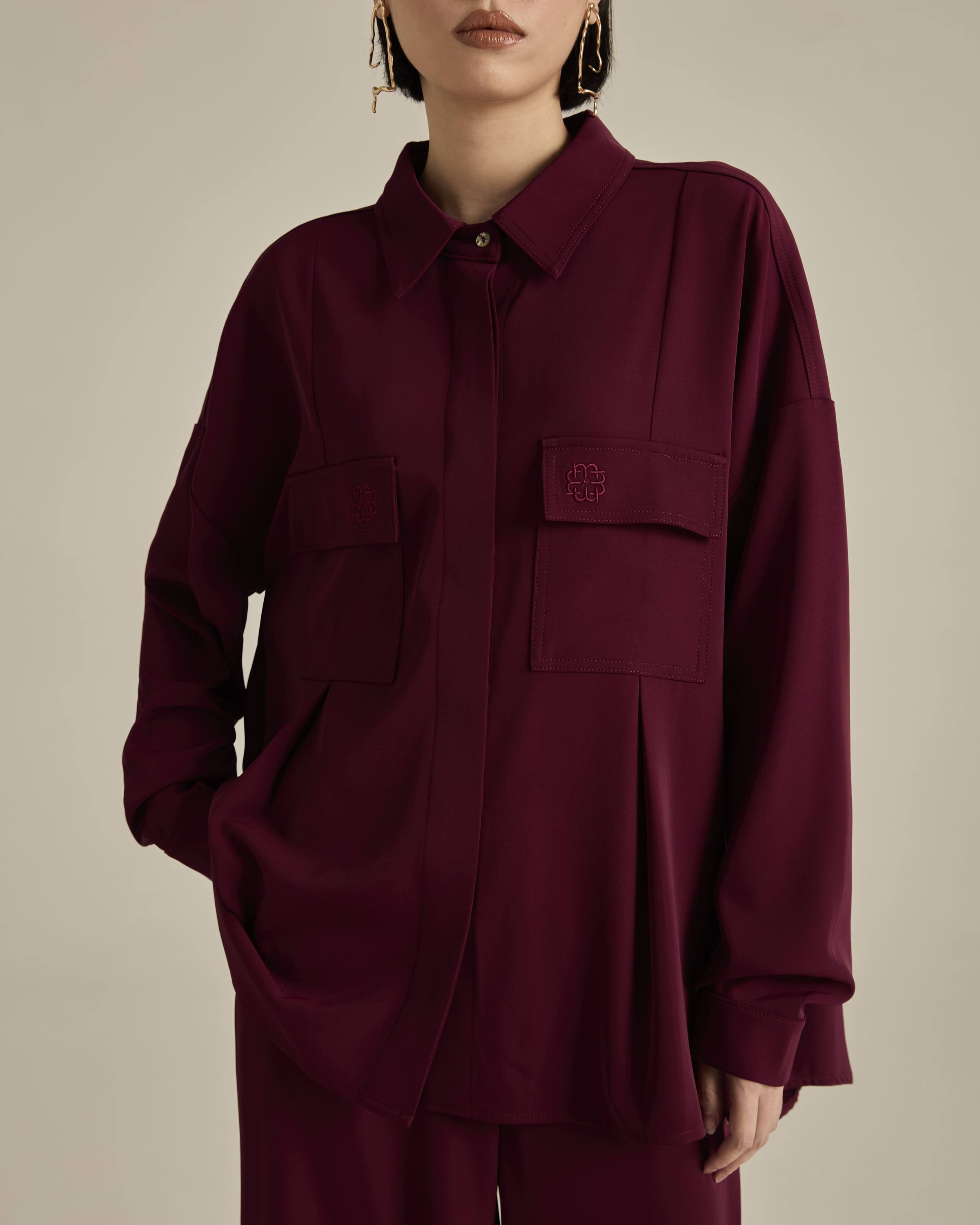 Nadya Plum Monogram Loose Shirt