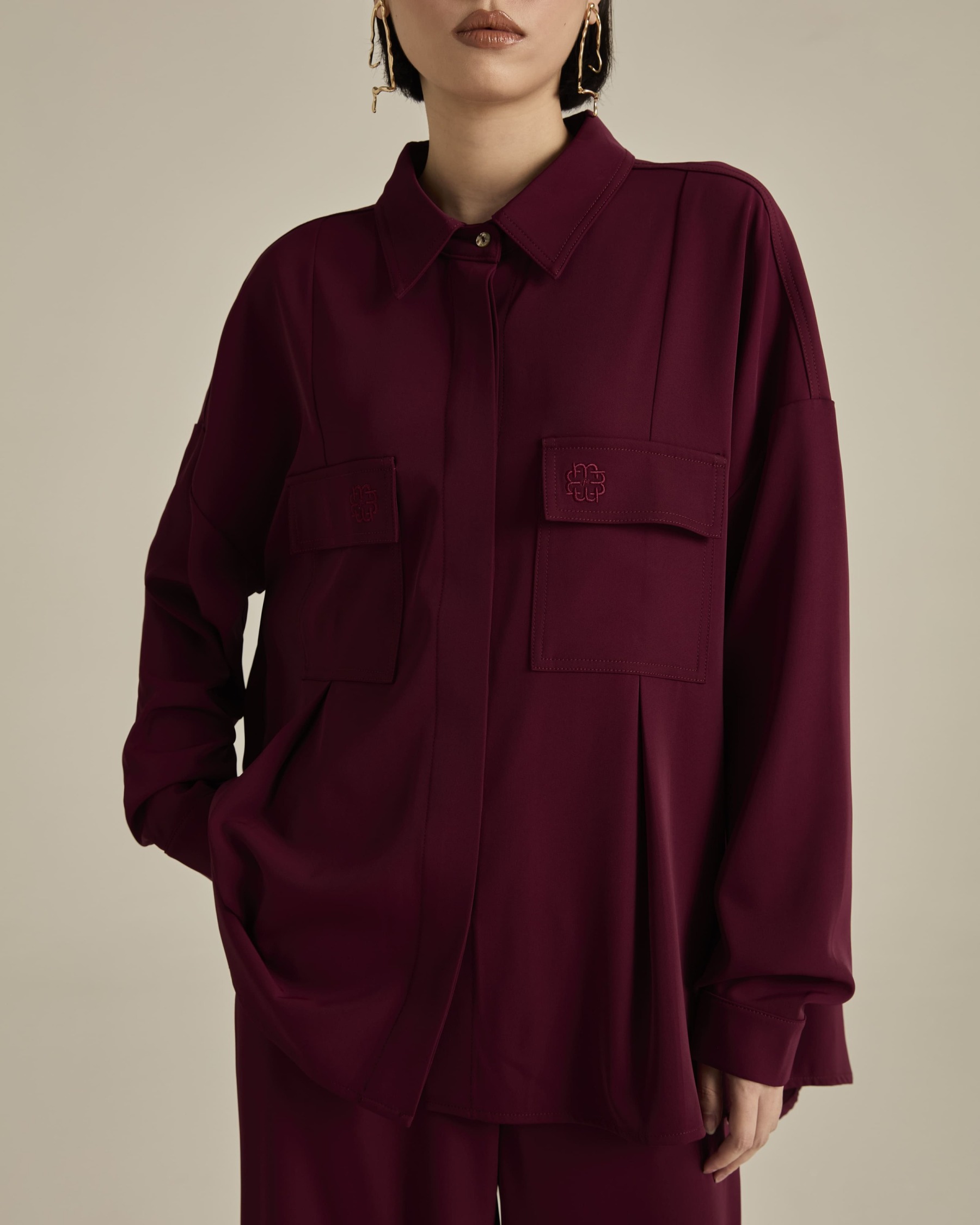 Nadya Plum Monogram Loose Shirt