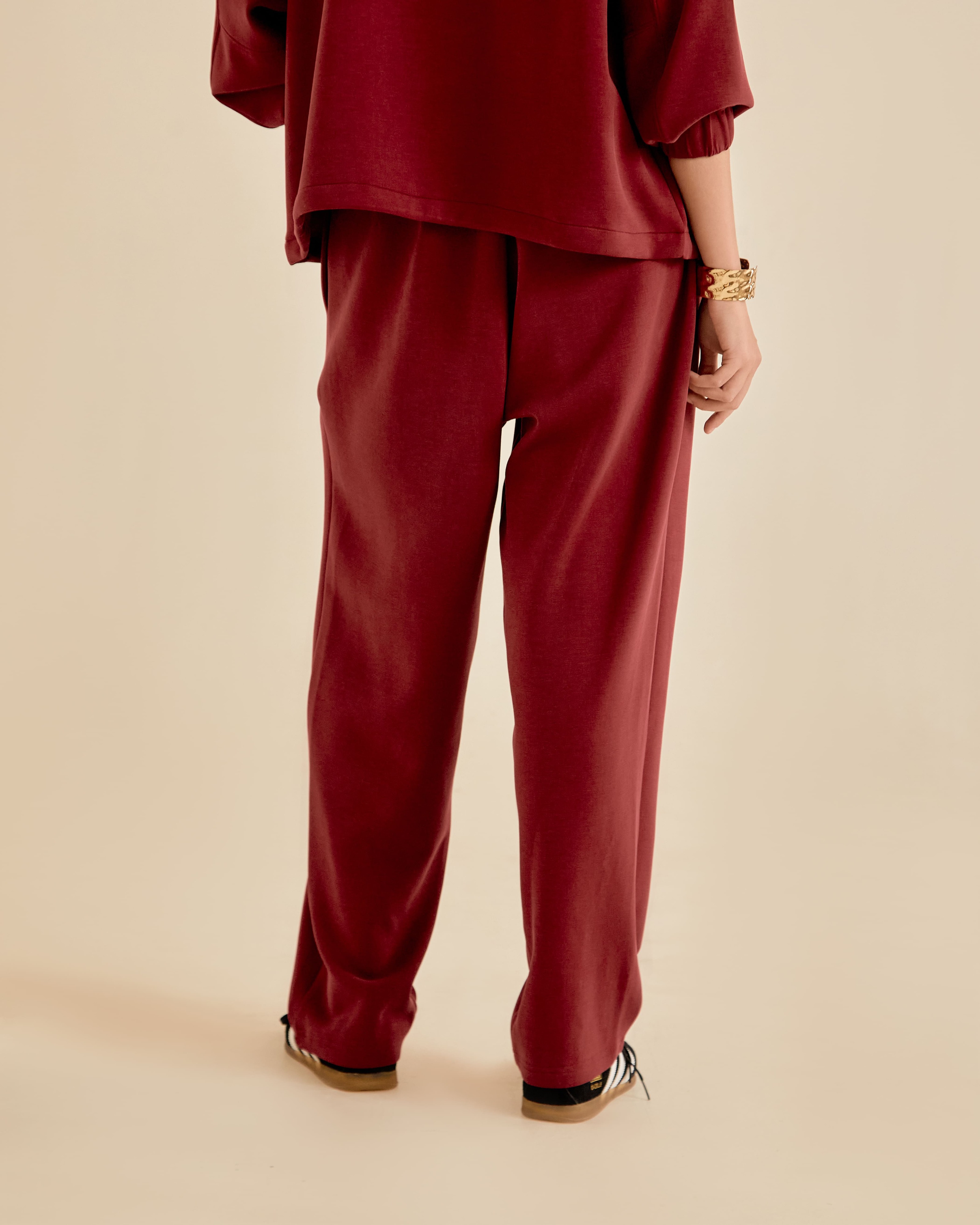 Jara Maroon Tapered Pants