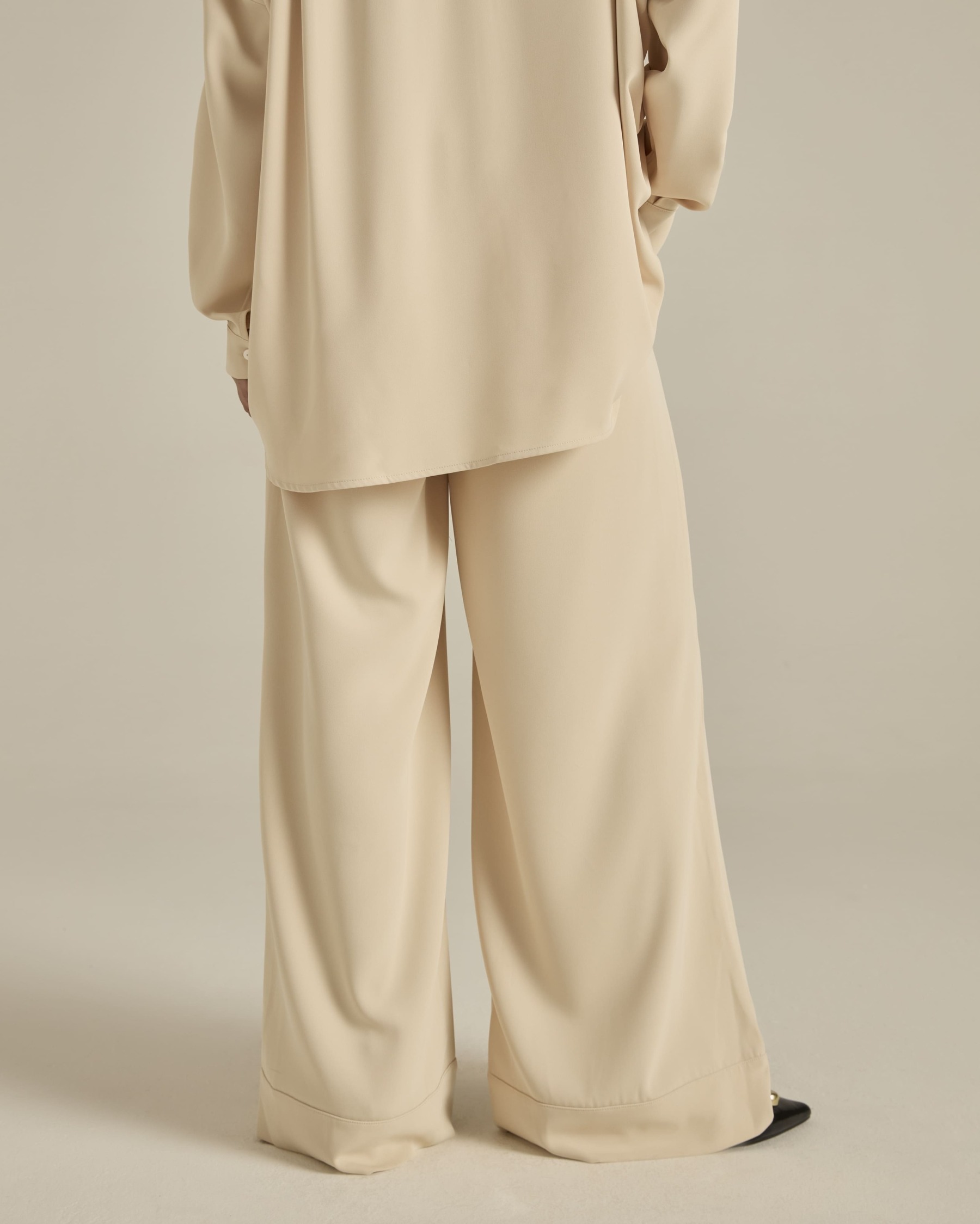 Nadya Soft Beige Monogram Loose Pants