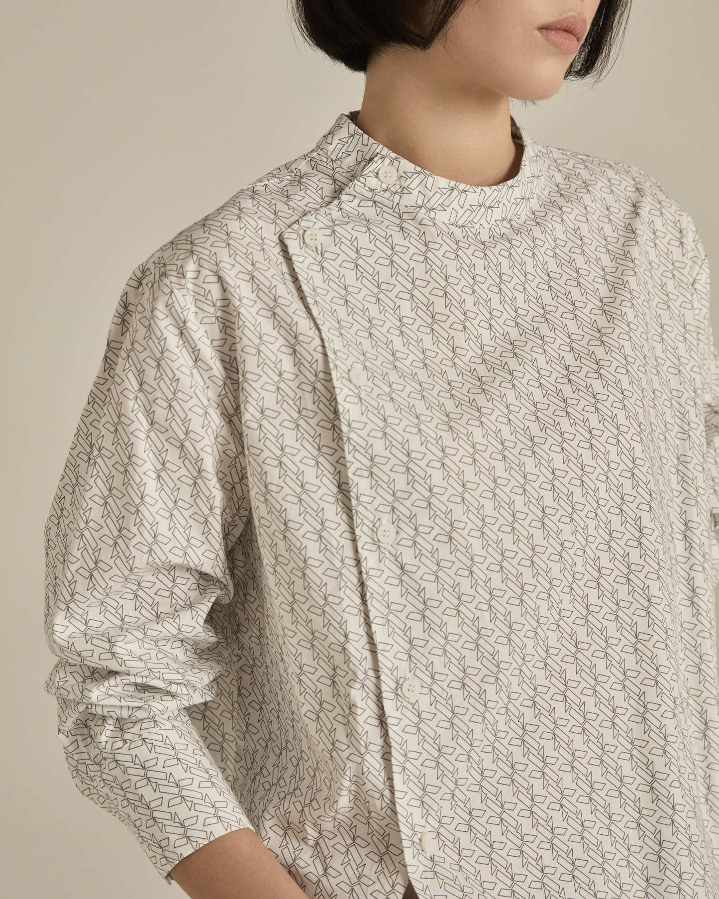 White Asymmetric Printed Shirt