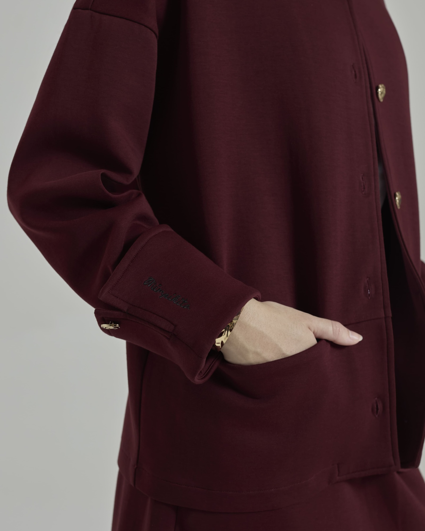 Donna Maroon Monogram Structured Jacket