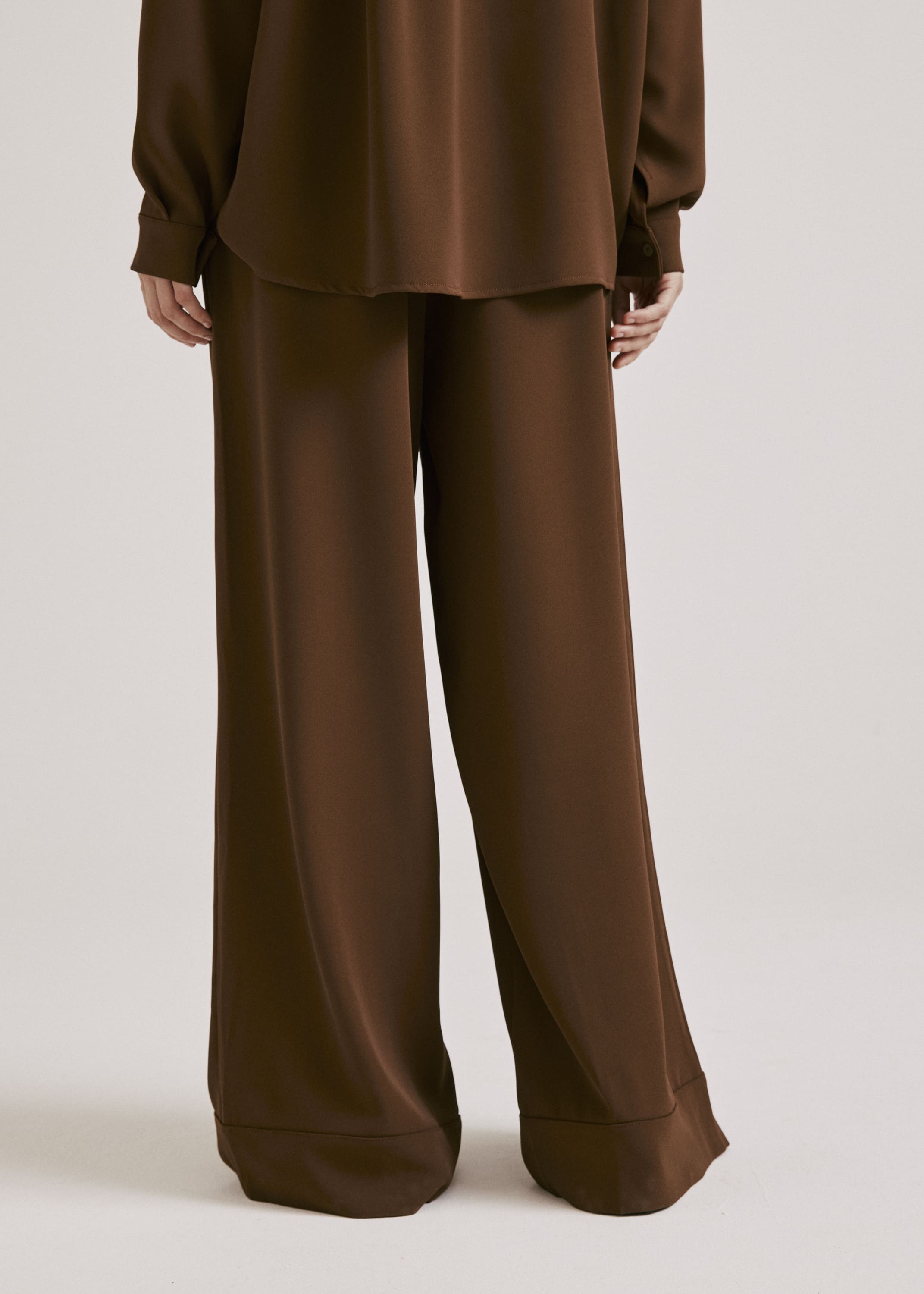 Nadya Deep Brown Monogram Loose Pants