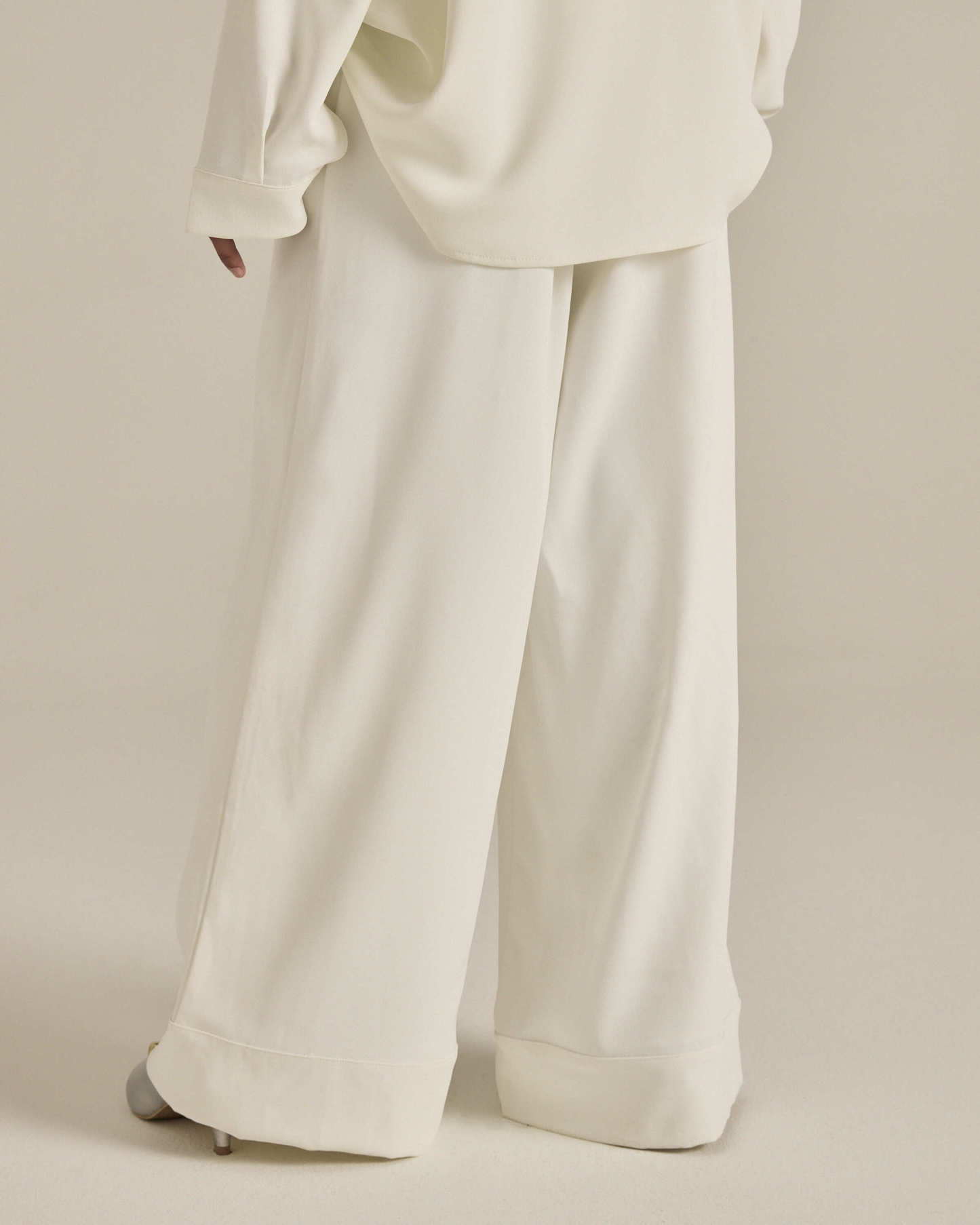Nadya White Monogram Loose Pants