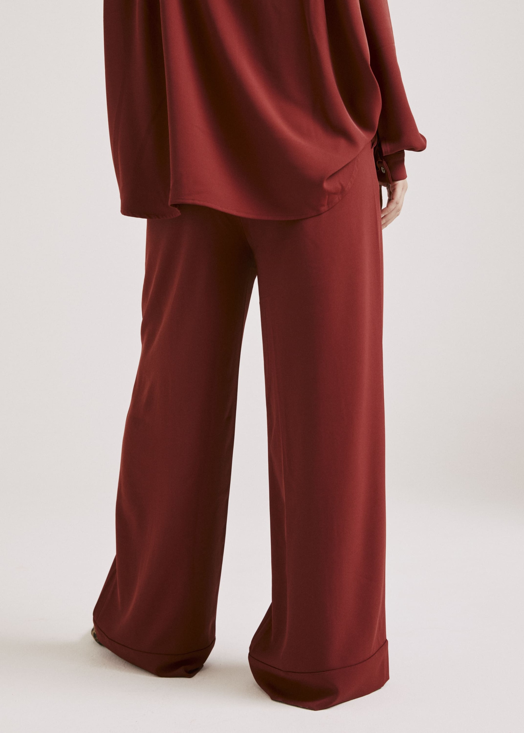 Nadya Burnt Maroon Monogram Loose Pants