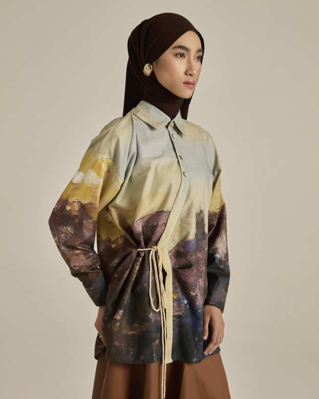 Panorama Sunset Yellow Asymmetric Shirt