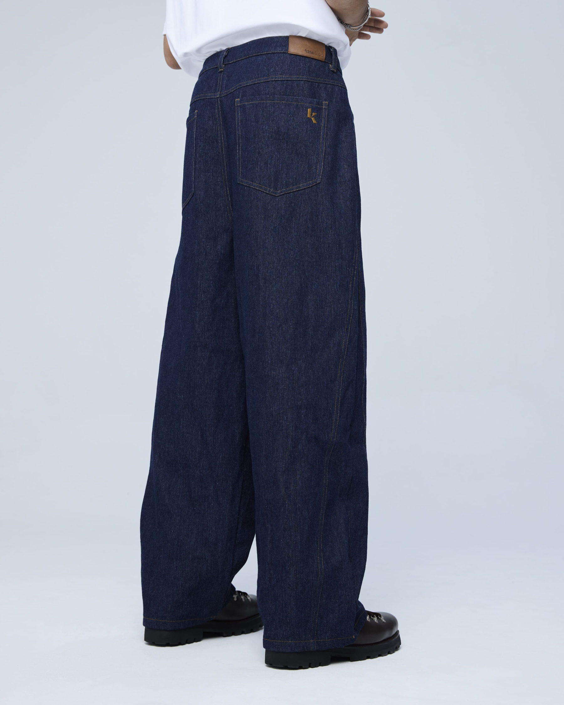 Dark Blue Stamp Denim Baggy Jeans