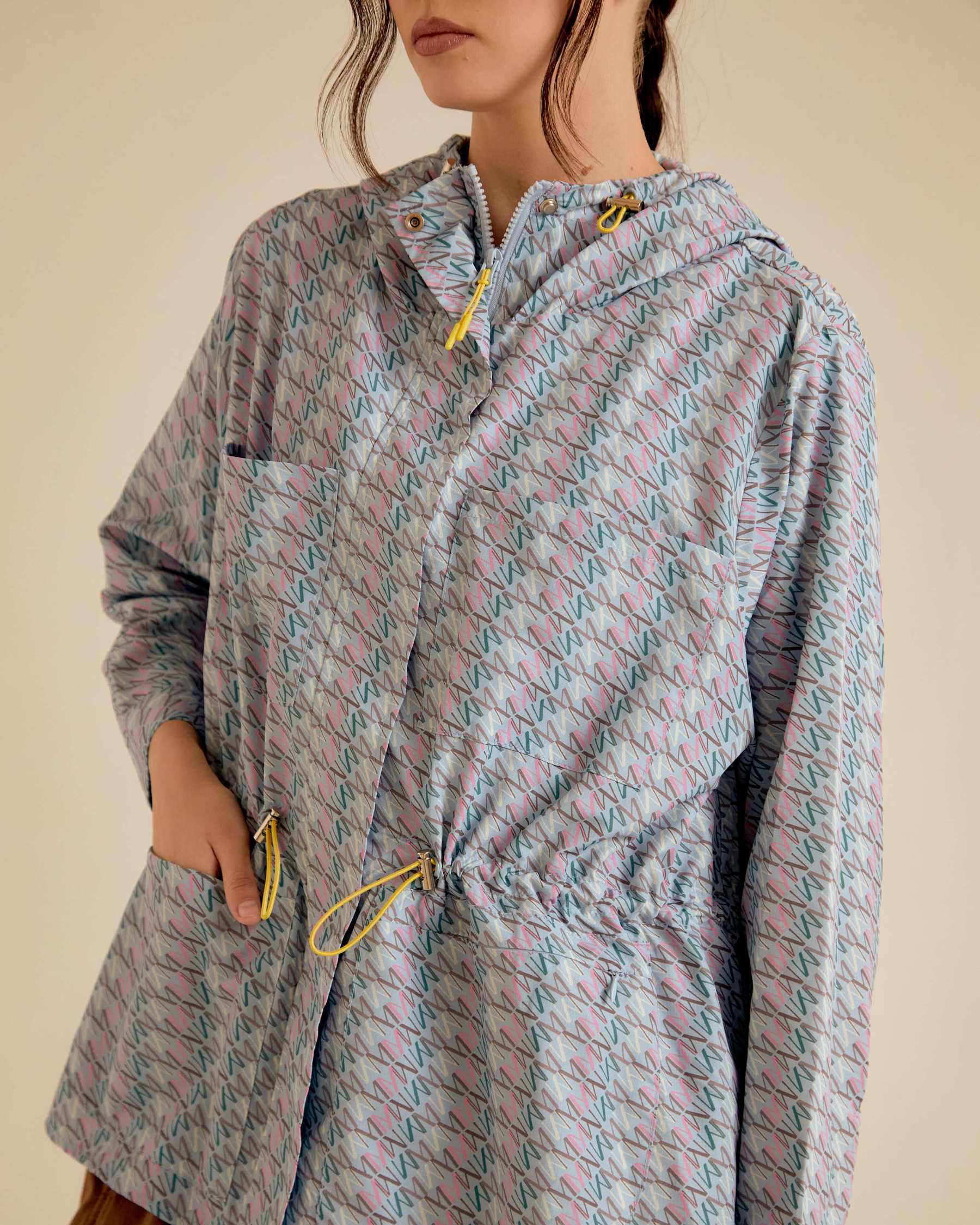 Misha Blue Printed Parka Jacket