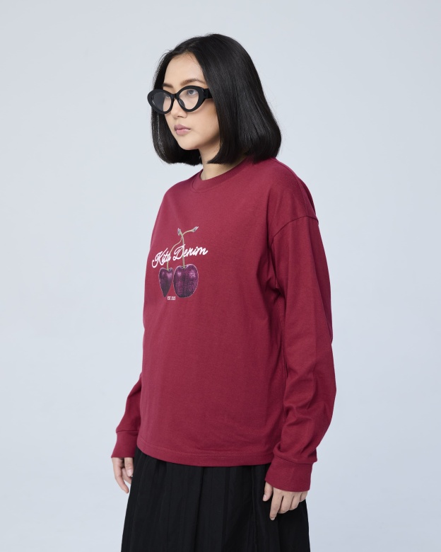Maroon Kita Denim Graphic Jumper