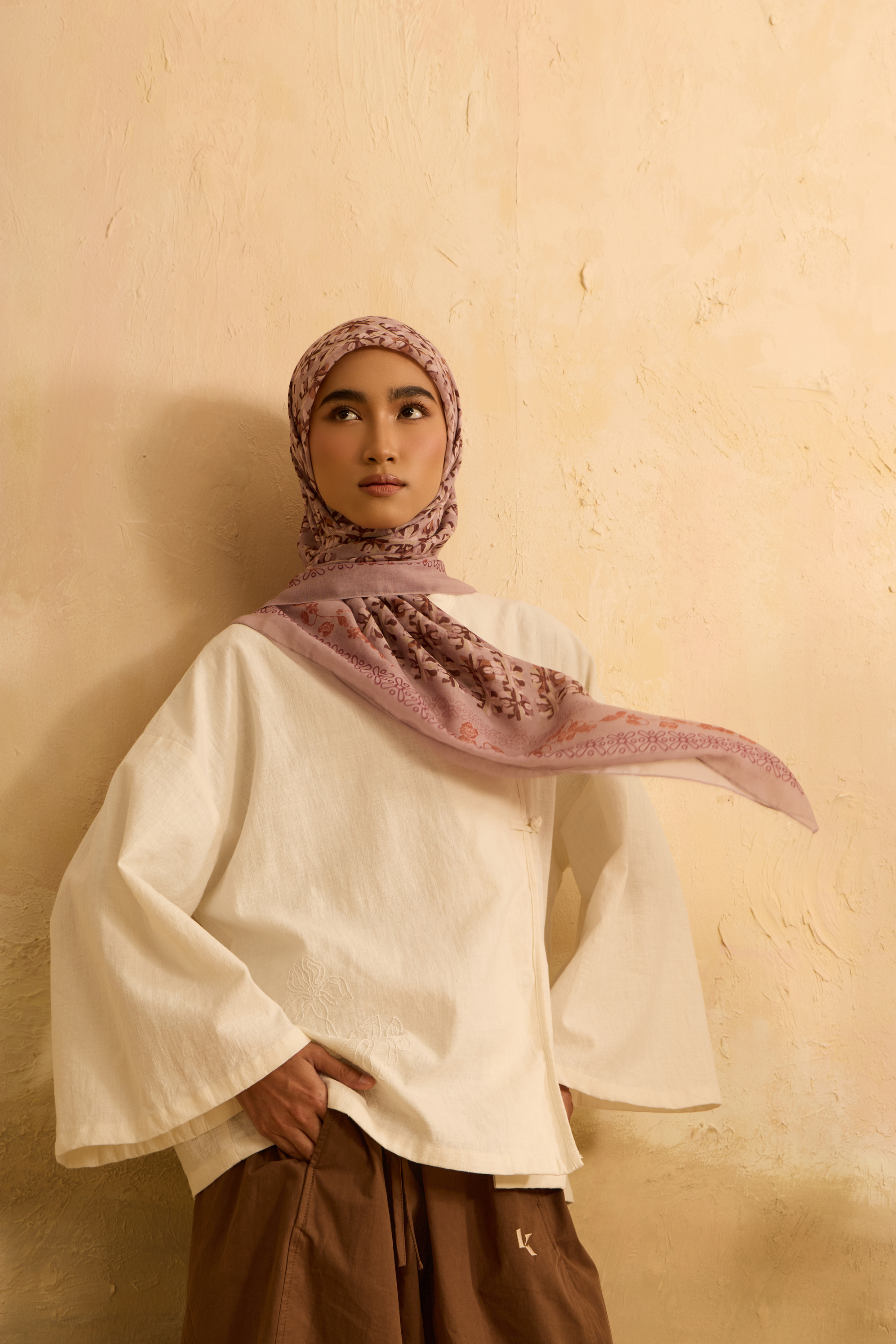 Mimpikita X Elfira Loy Reyna Soft Pink Square Voile Scarf