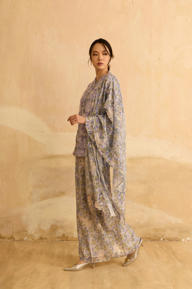 Inara Purple Flora Lace Kurung Set