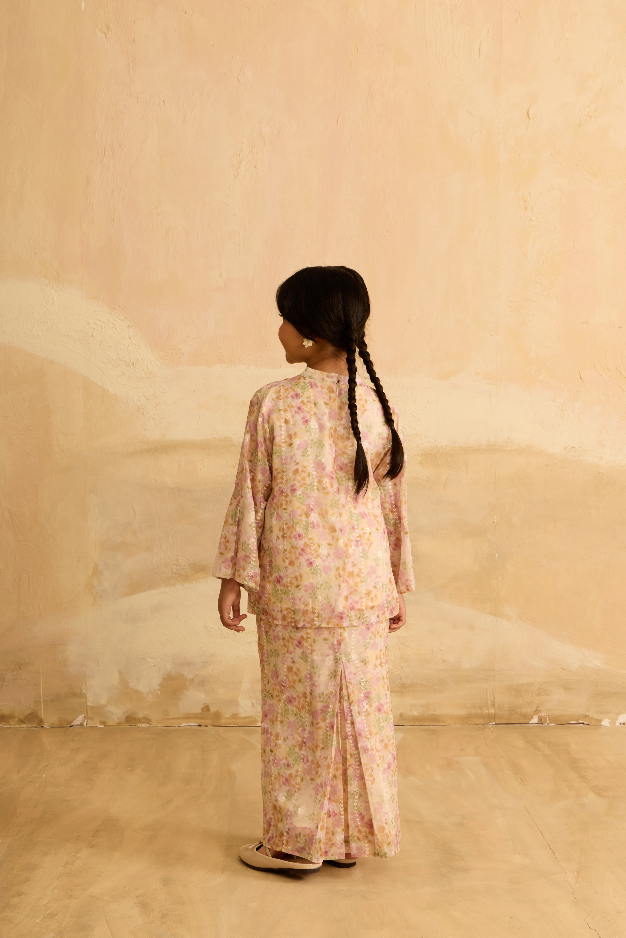 Mini Inara Peach Flora Kurung