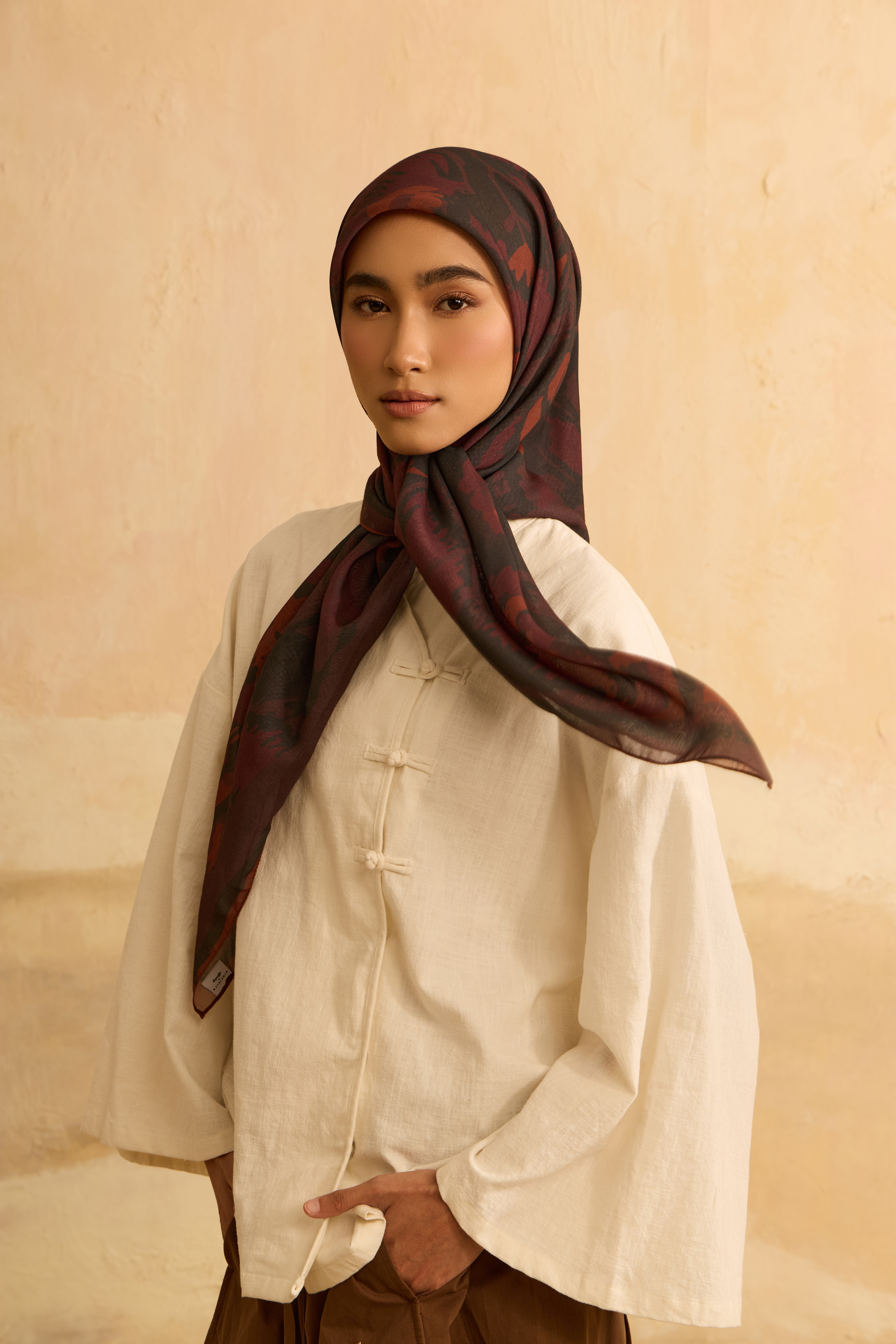 Mimpikita X Elfira Loy Frida Dark Plum Square Voile Scarf