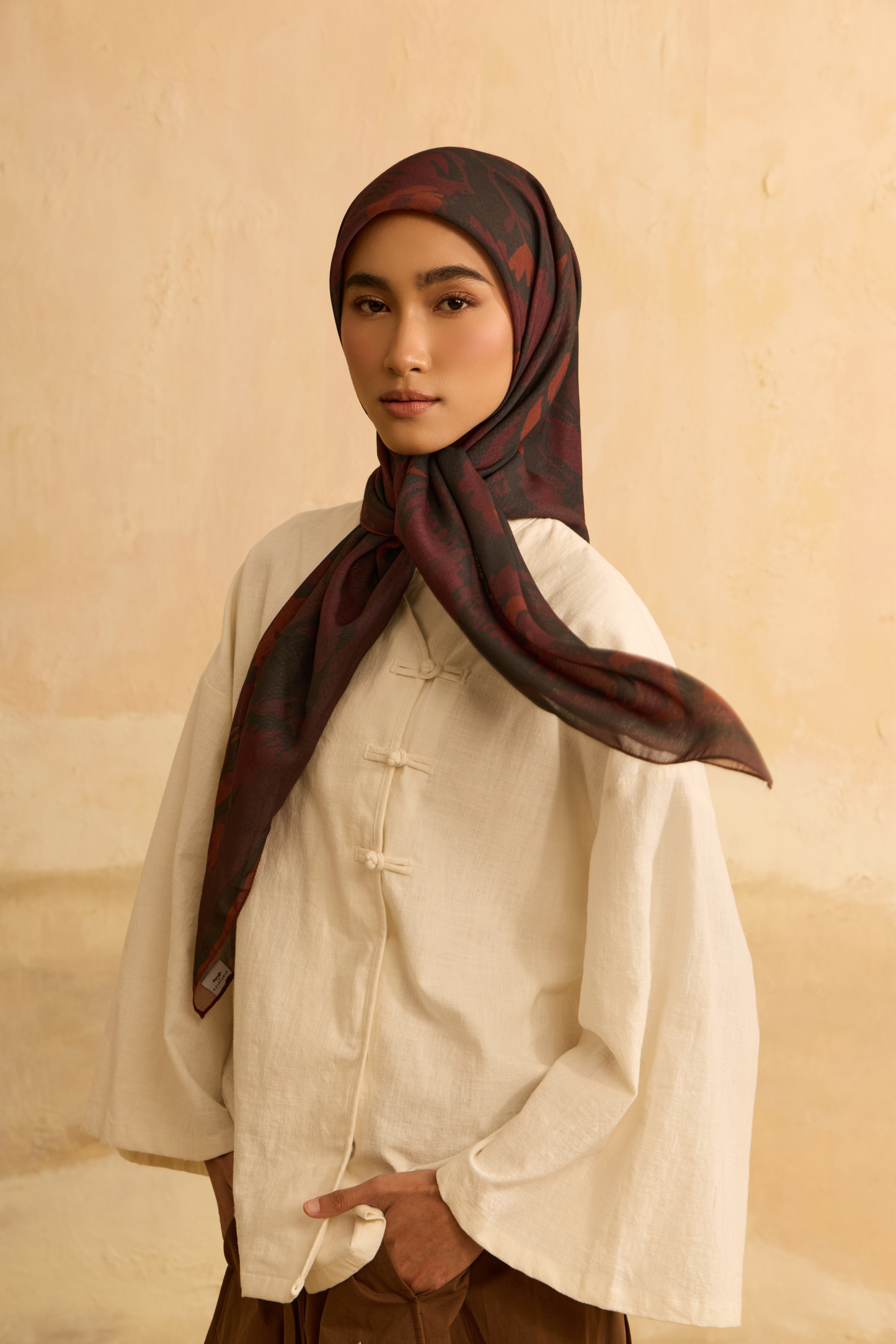 Mimpikita X Elfira Loy Frida Dark Plum Square Voile Scarf