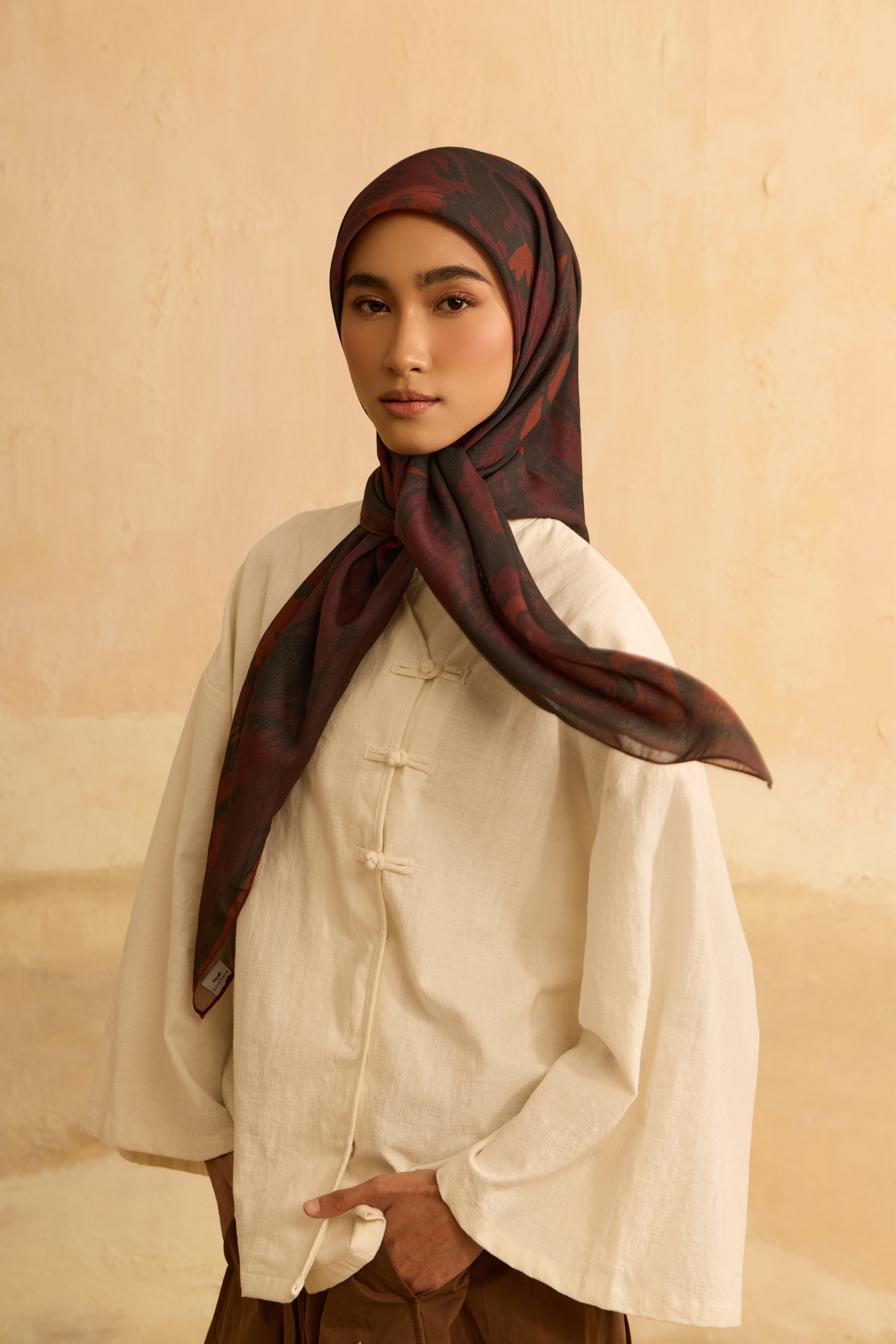 Mimpikita X Elfira Loy Frida Dark Plum Square Voile Scarf